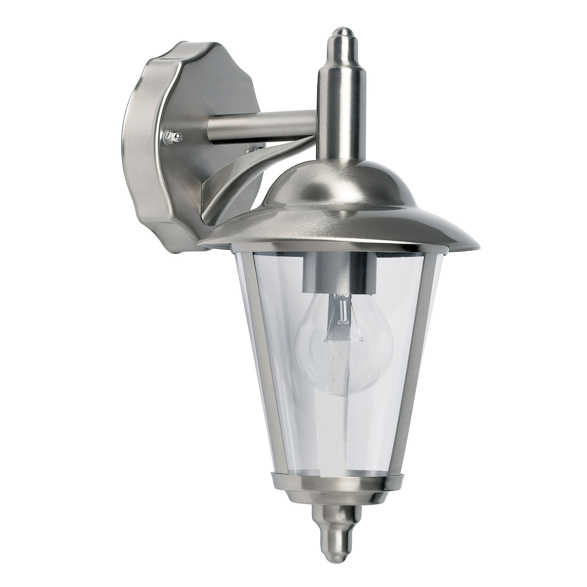 Endon Klien Single Light Down Wall Light - Polished Stainless Steel & Clear Pc