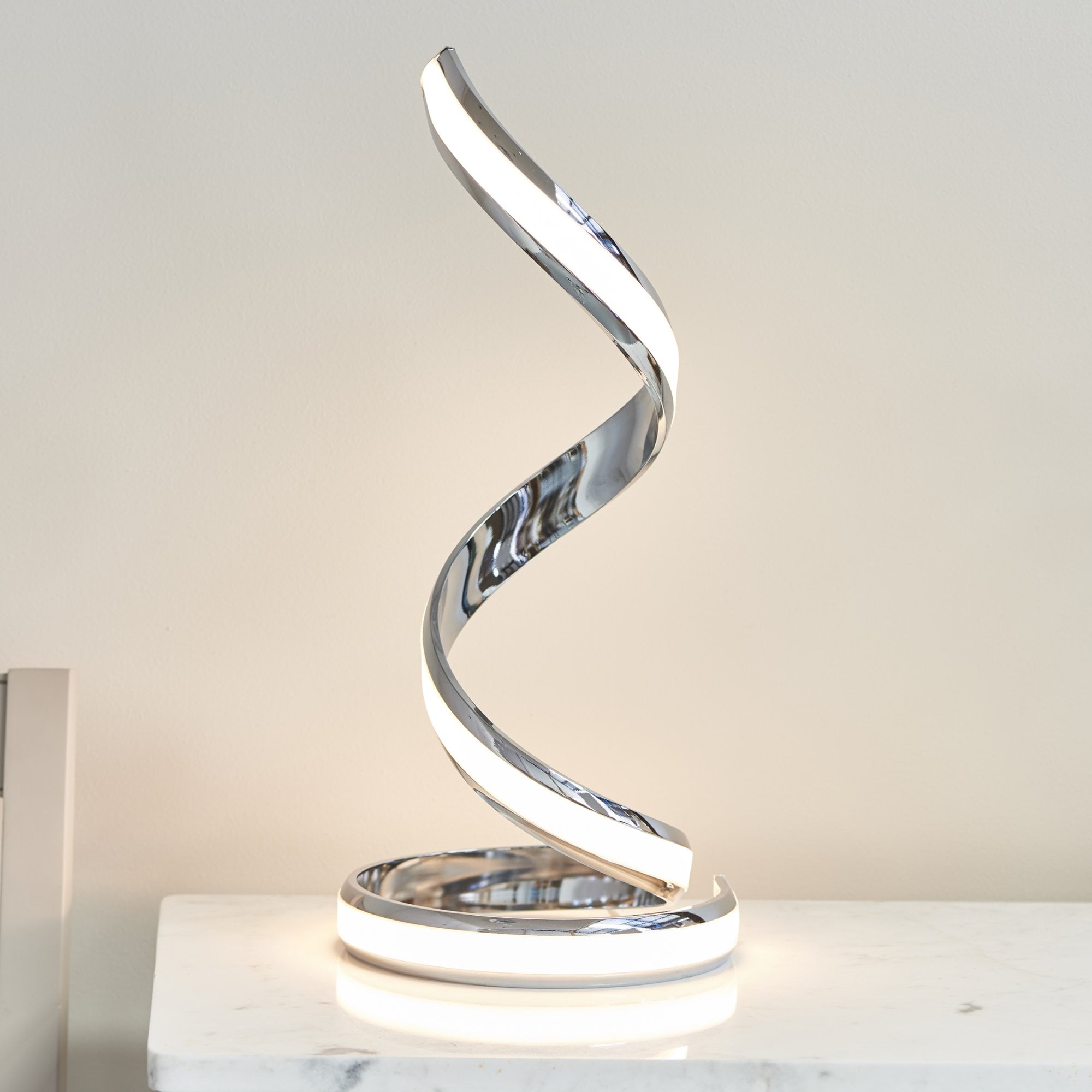 Endon Aria Table Lamp - Chrome Plate & White Acrylic