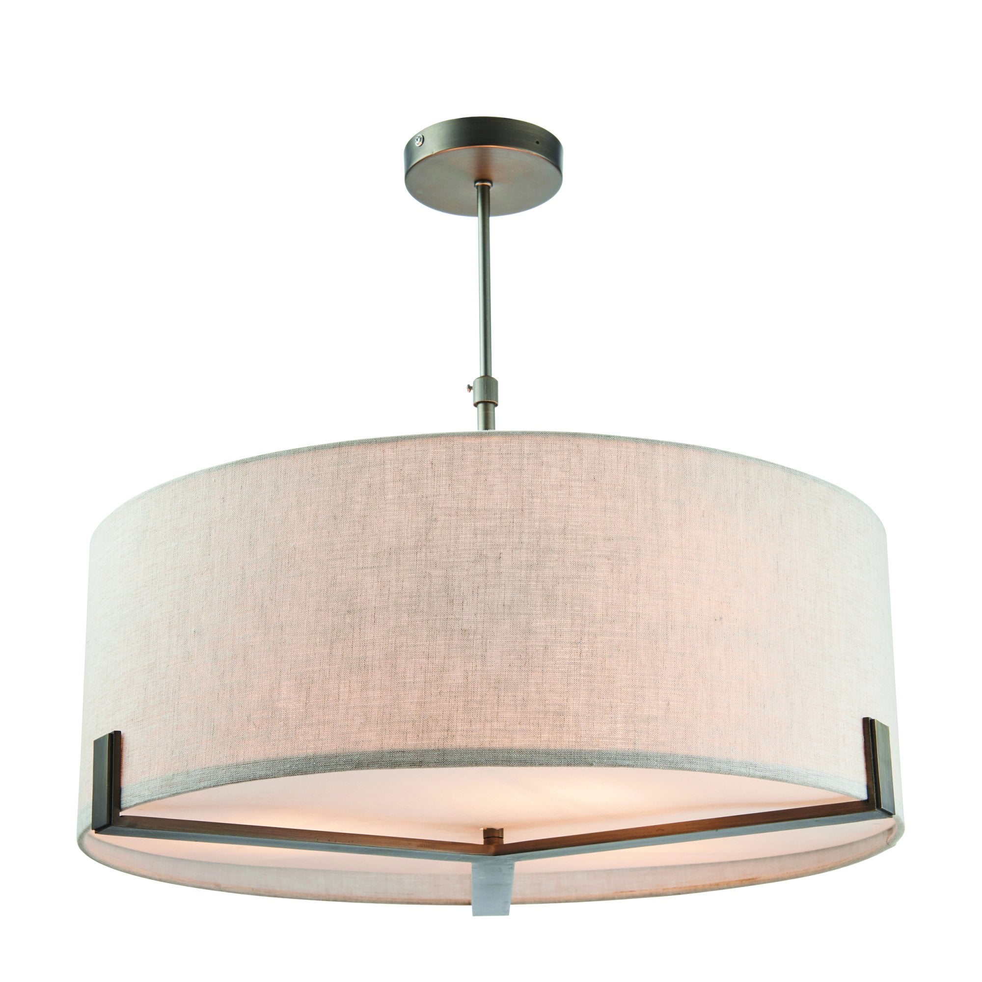 Endon Hayfield 3 Light Pendant - Brushed Bronze Plate & Neutral Linen