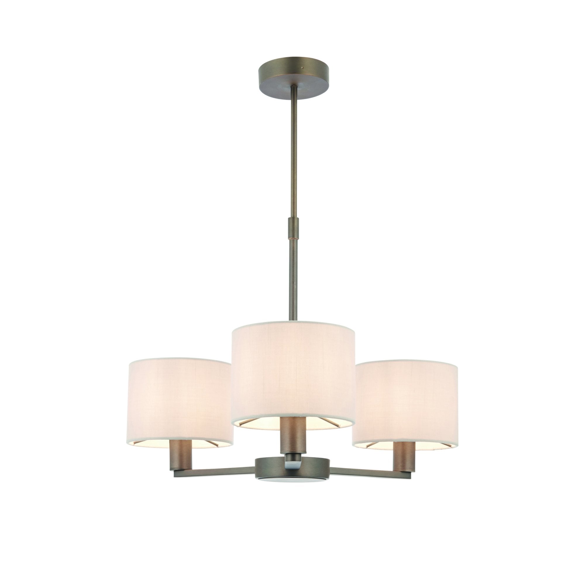 Endon Daley 3 Light Arm Pendant - Antique Bronze Plate & Marble Fabric