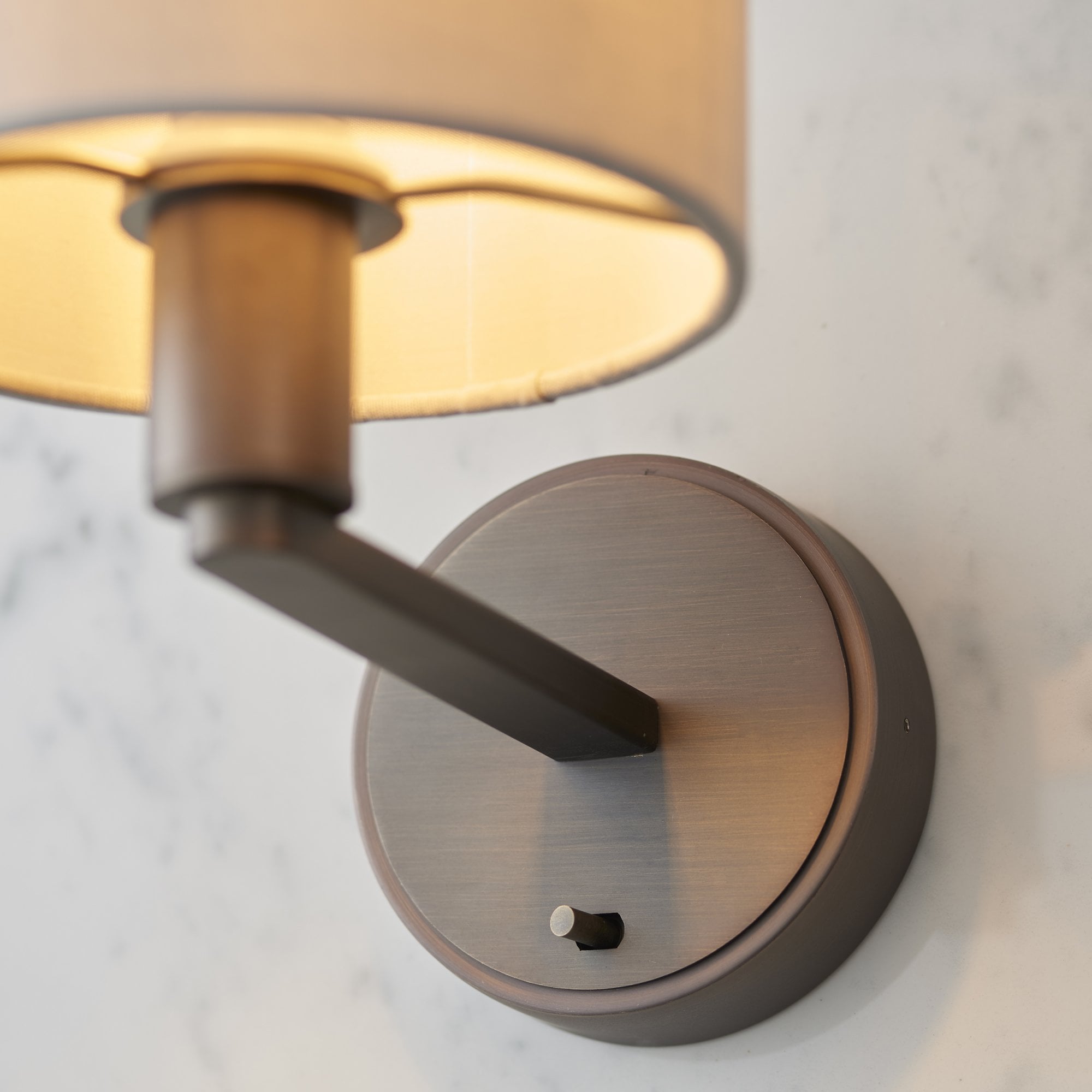 Endon Daley Single Light Wall Light -Antique Bronze Plate & Marble Fabric