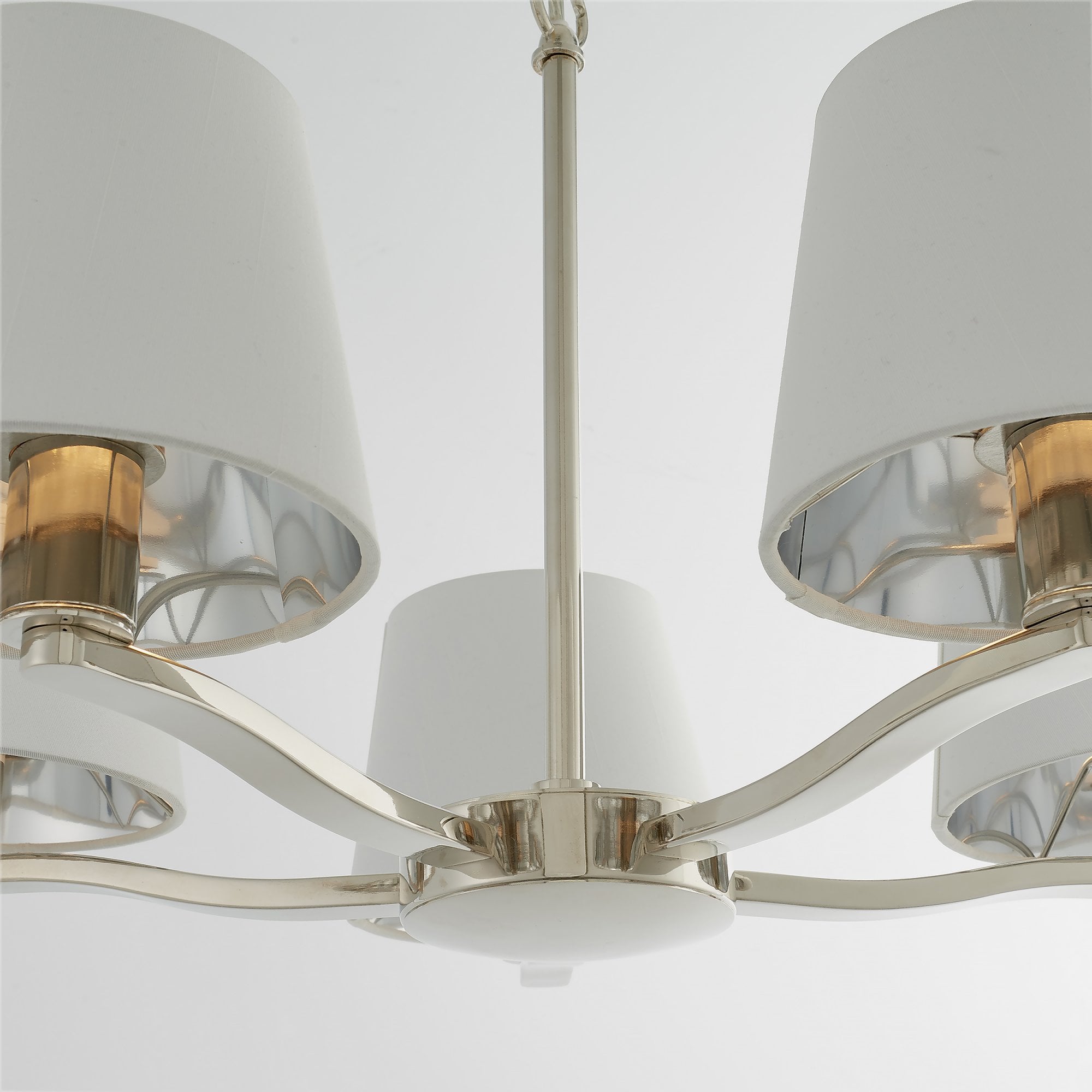 Endon Harvey 5 Light Pendant - Bright Nickel Plate & Vintage White Fabric