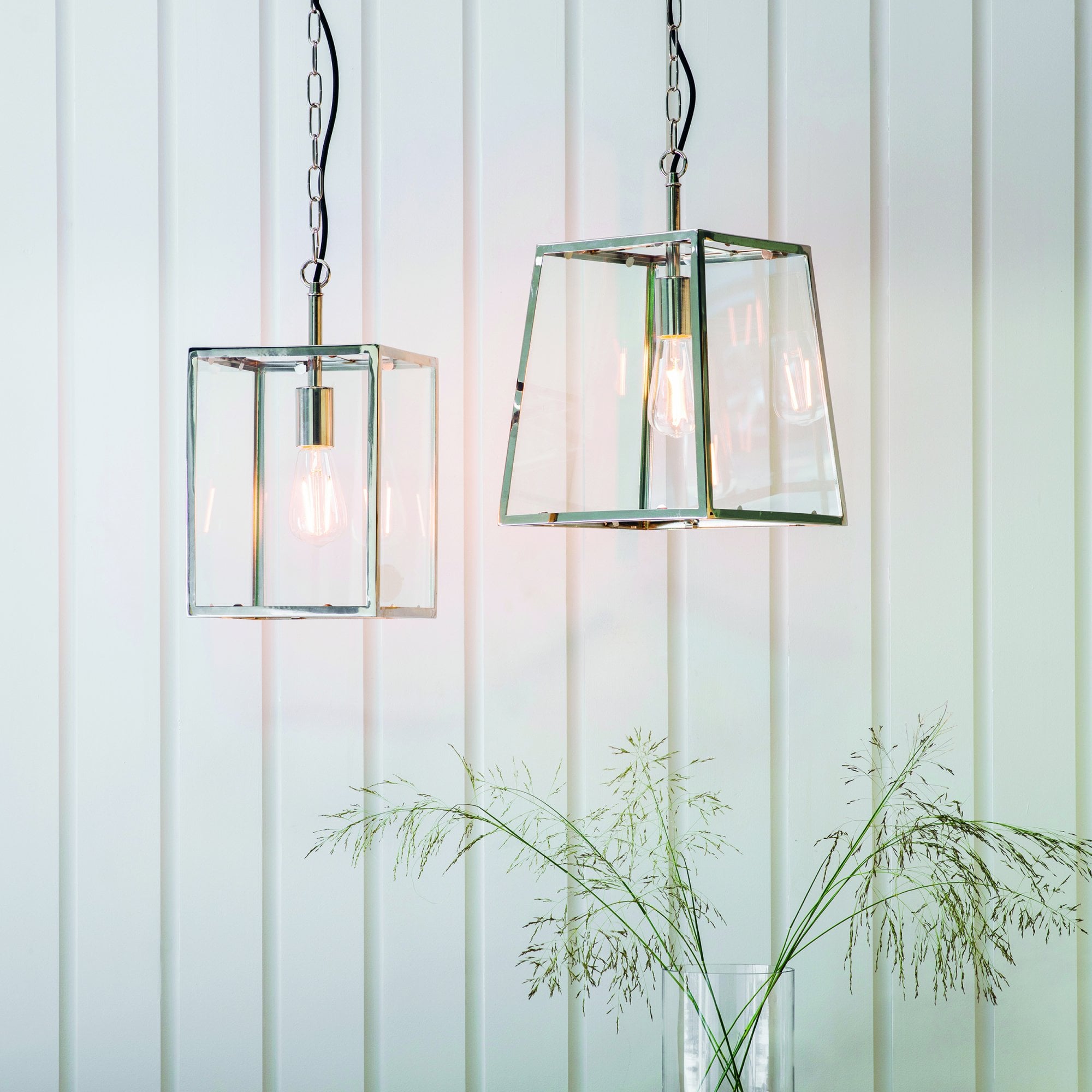 Endon Hurst Single Light Pendant - Bright Nickel Plate & Clear Glass