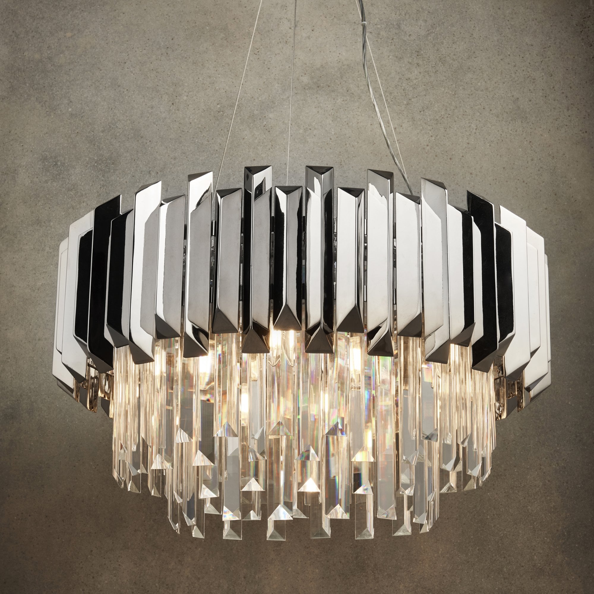 Endon Valetta 6 Light Pendant - Clear Crystal & Polished Stainless Steel