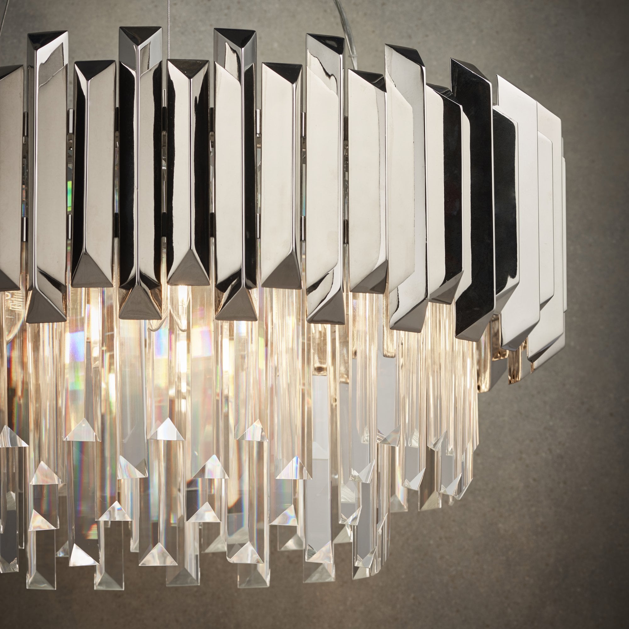 Endon Valetta 6 Light Pendant - Clear Crystal & Polished Stainless Steel
