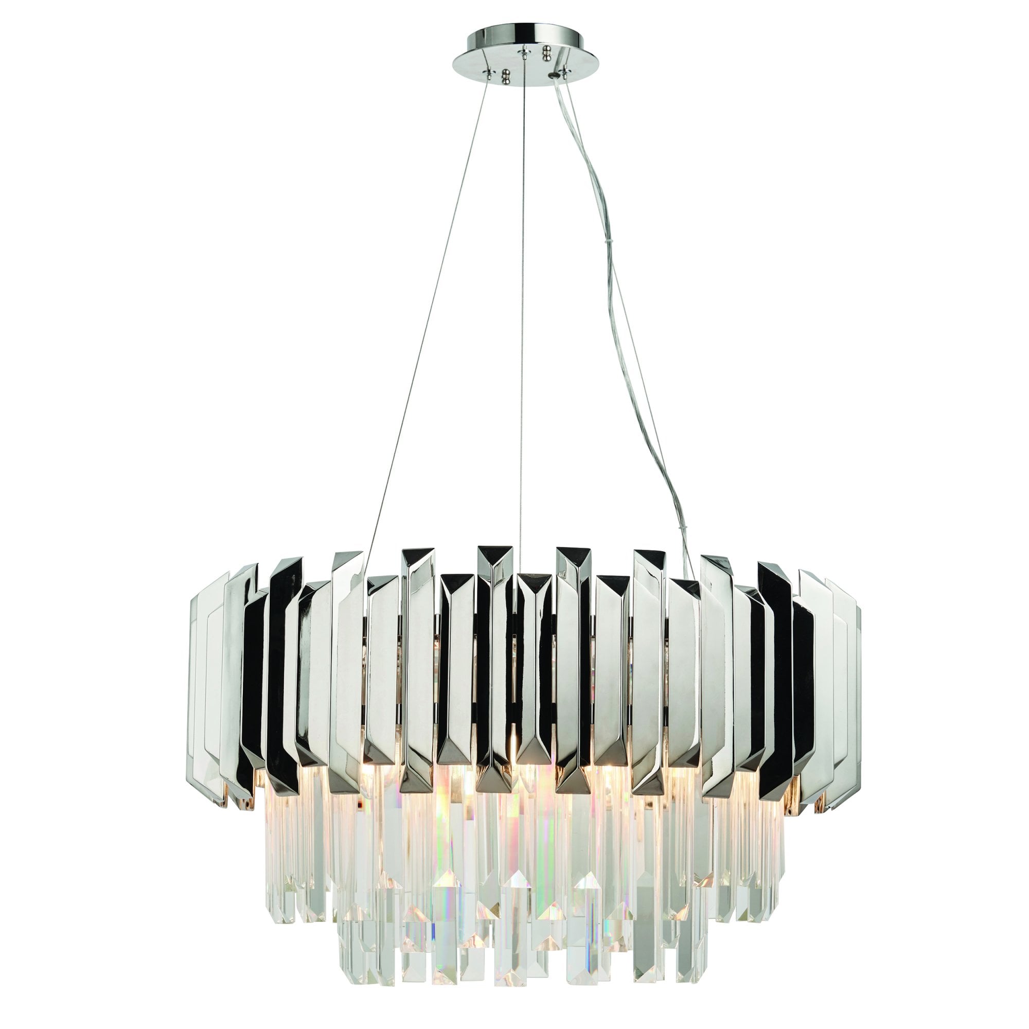 Endon Valetta 6 Light Pendant - Clear Crystal & Polished Stainless Steel