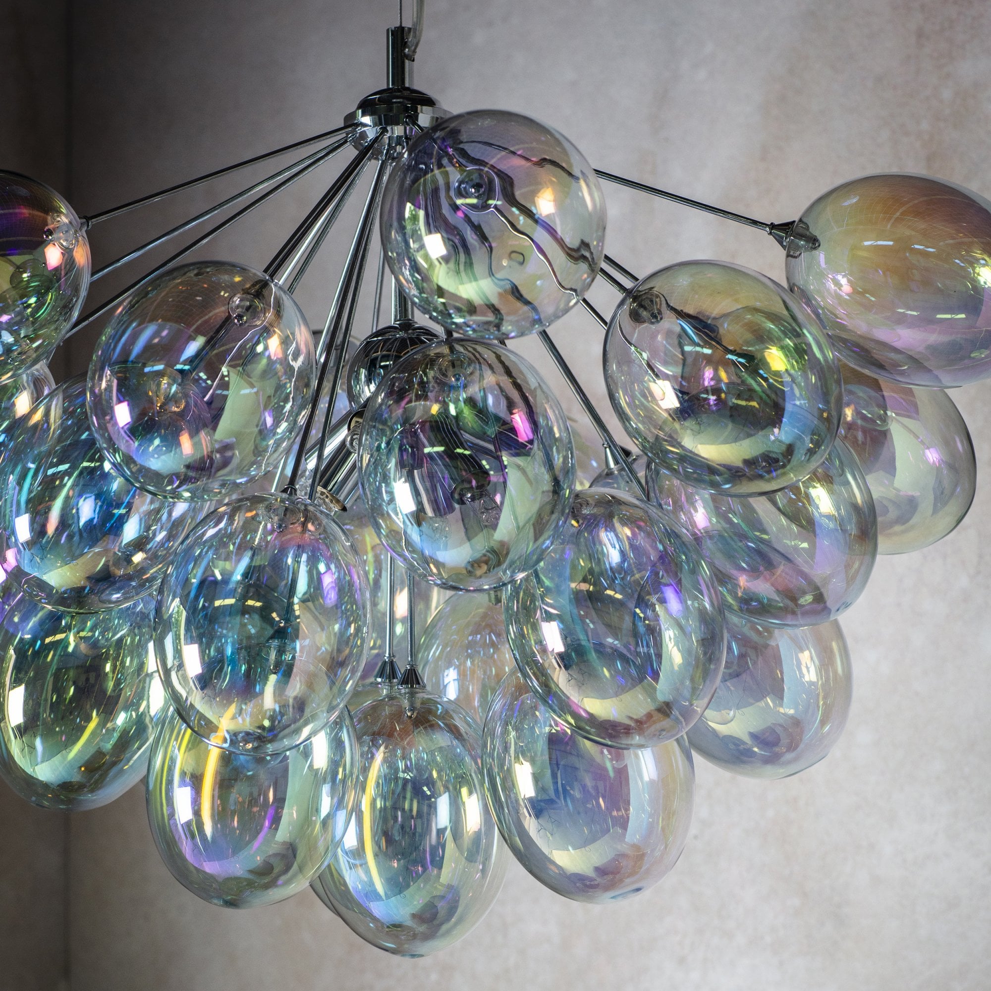 Endon Infinity 6 Light Pendant - Chrome Plate & Iridescent Glass