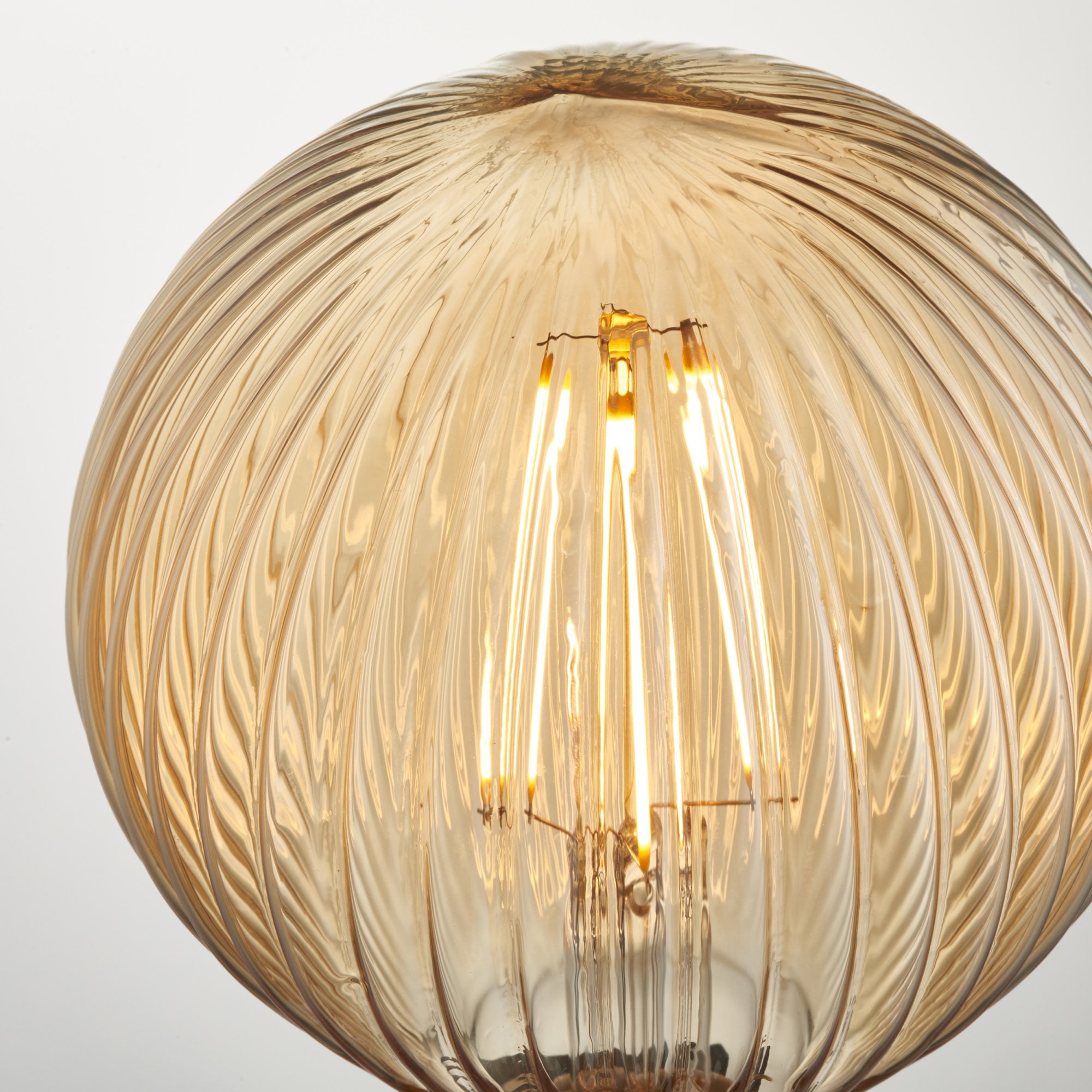 Endon Ribb Single E27 LED 4W Bulb - 2000K - Non-Dimmable - Amber Glass