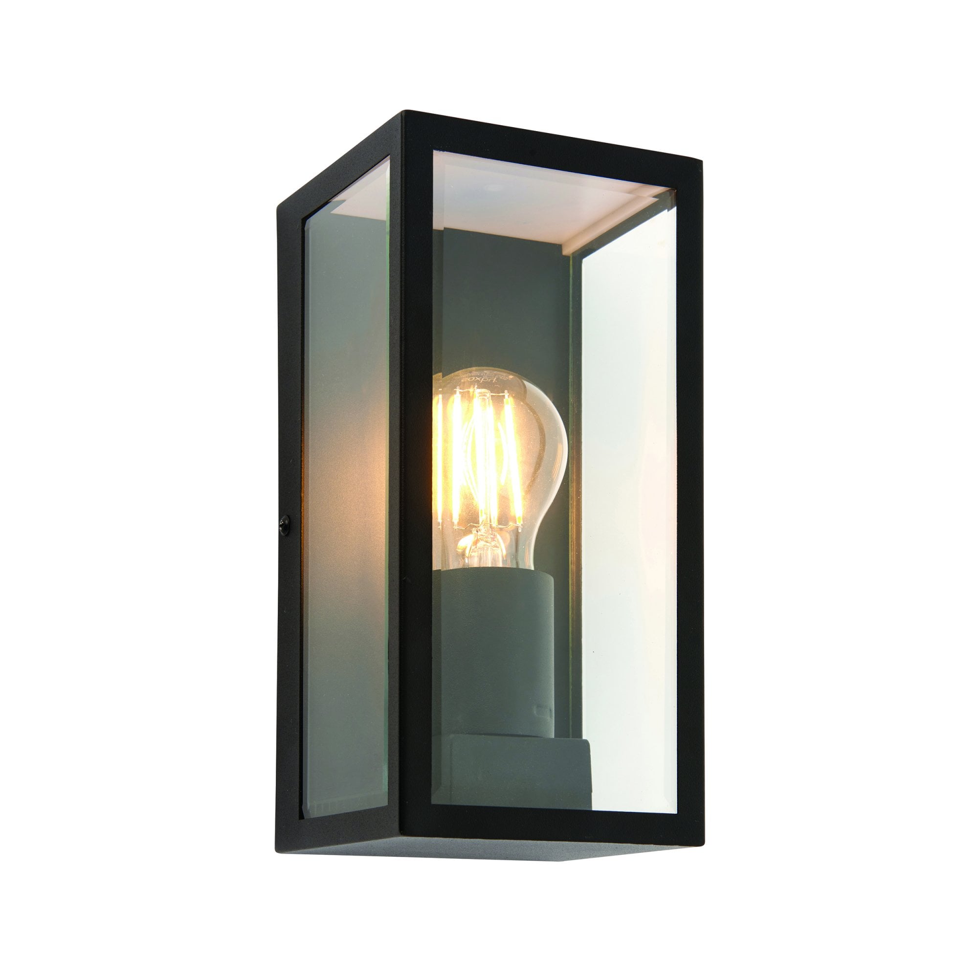 Endon Oxford Single Light Wall Light - Matt Black & Clear Glass