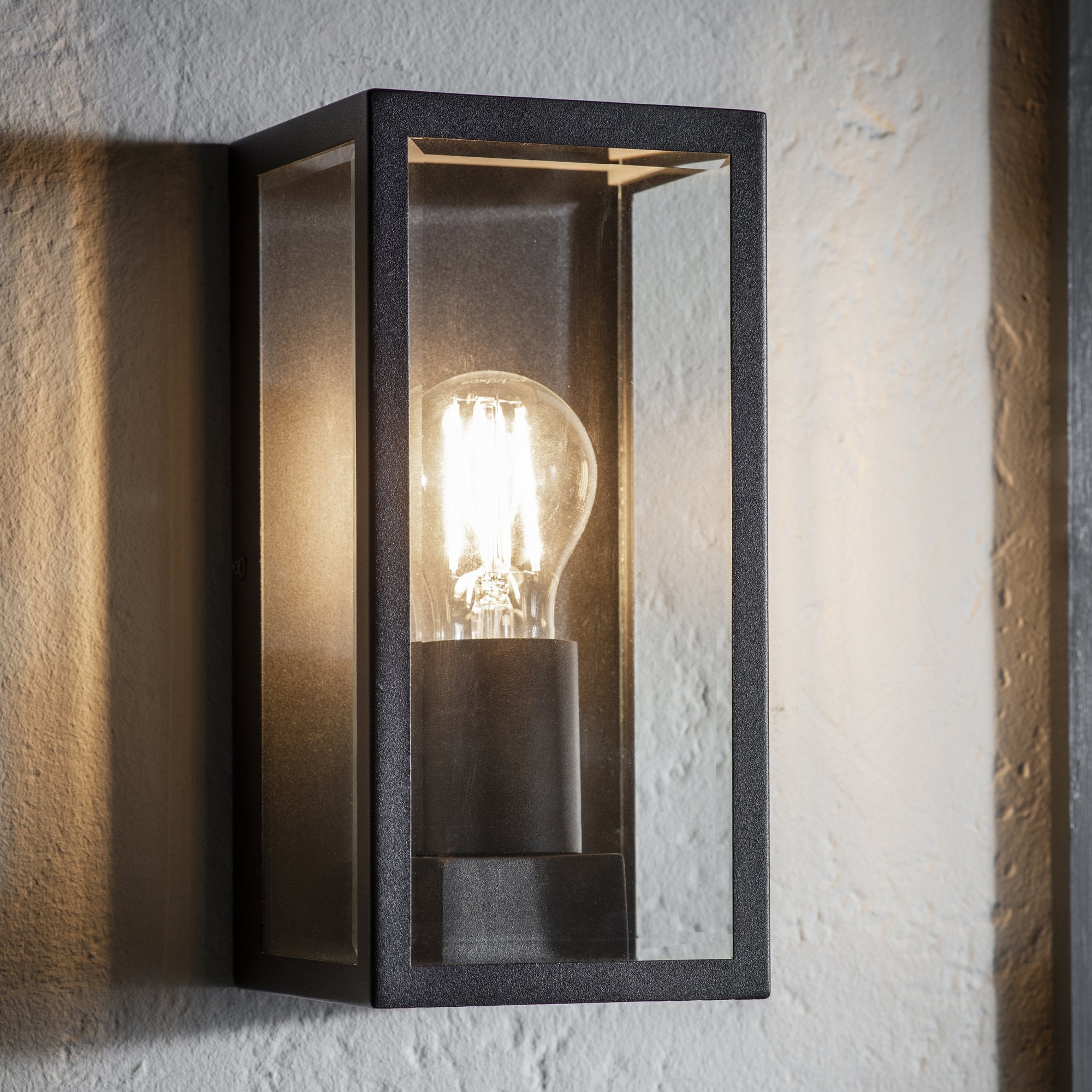 Endon Oxford Single Light Wall Light - Matt Black & Clear Glass