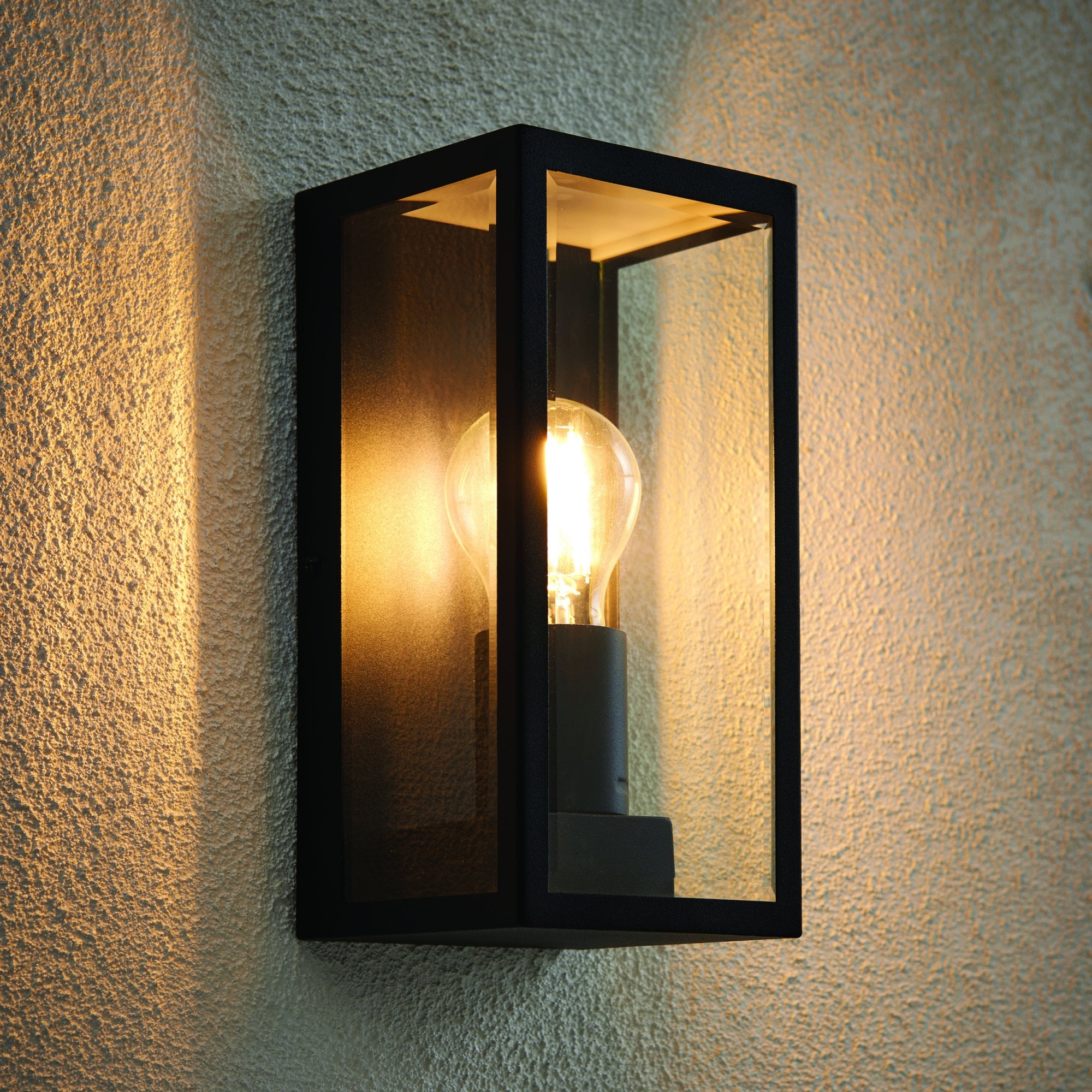 Endon Oxford Single Light Wall Light - Matt Black & Clear Glass