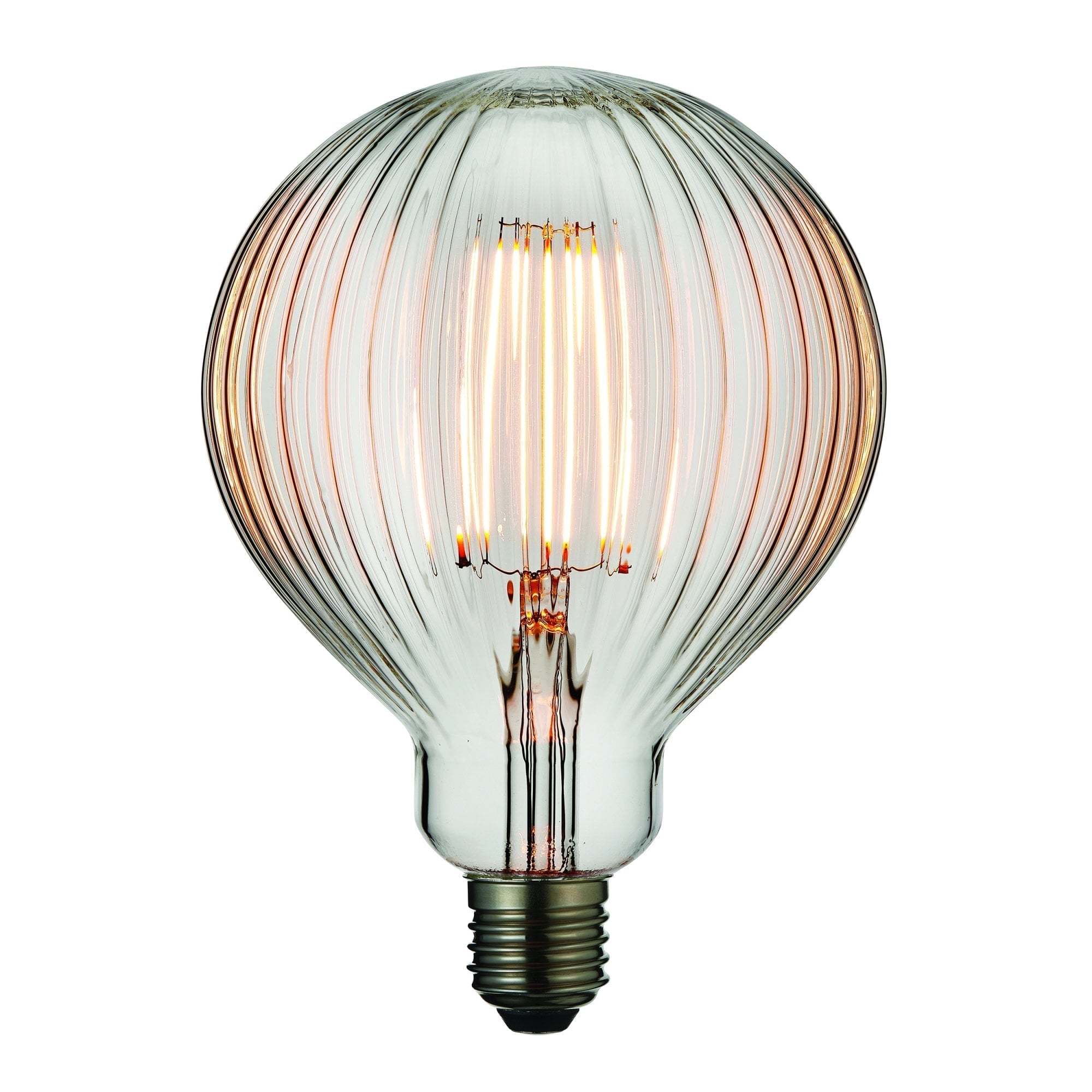 Endon Ribb Single E27 LED 4W Bulb - 2200K - Non-Dimmable - Clear Glass