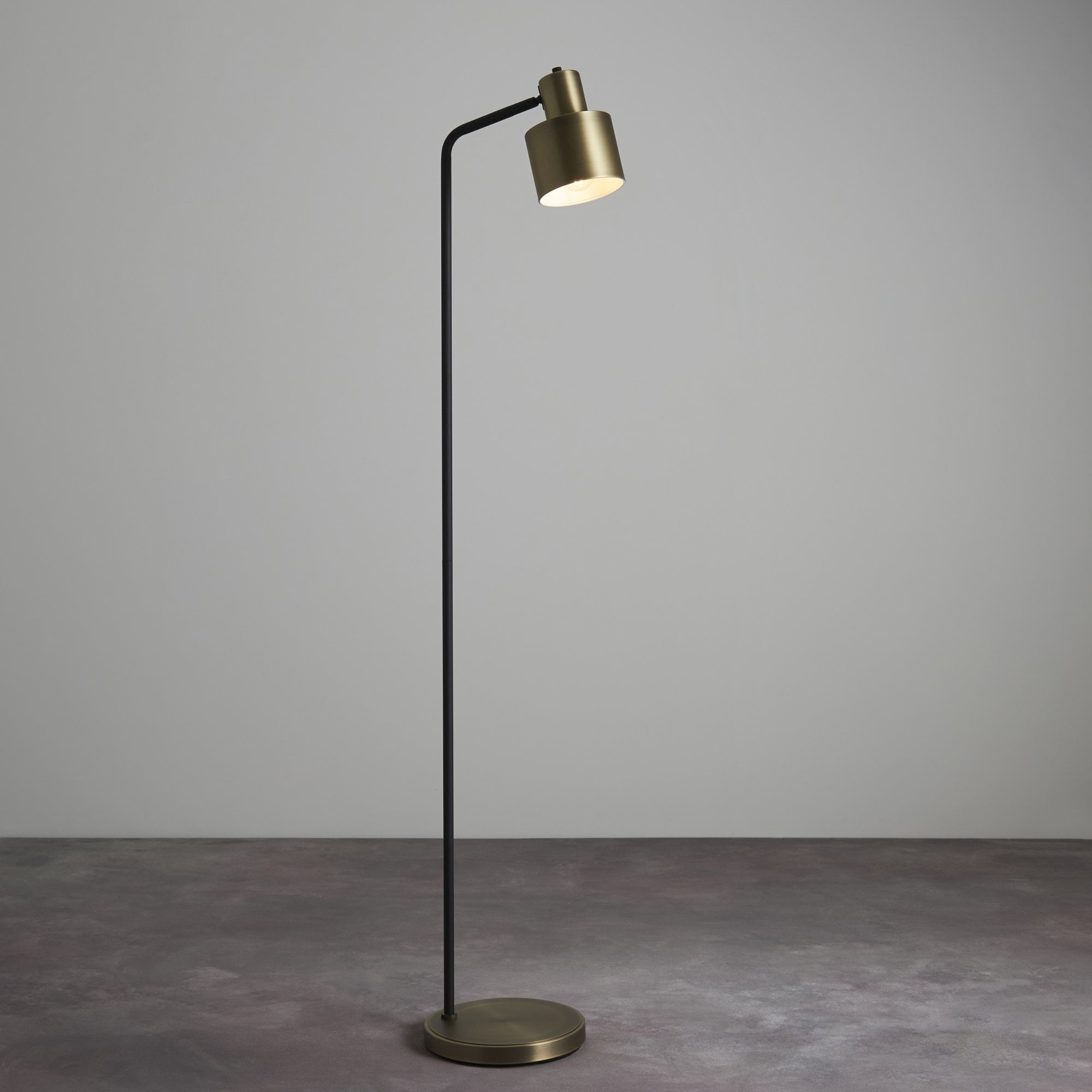 Endon Mayfield Task Single Light Floor Lamp - Matt Antique Brass Plate & Matt Black