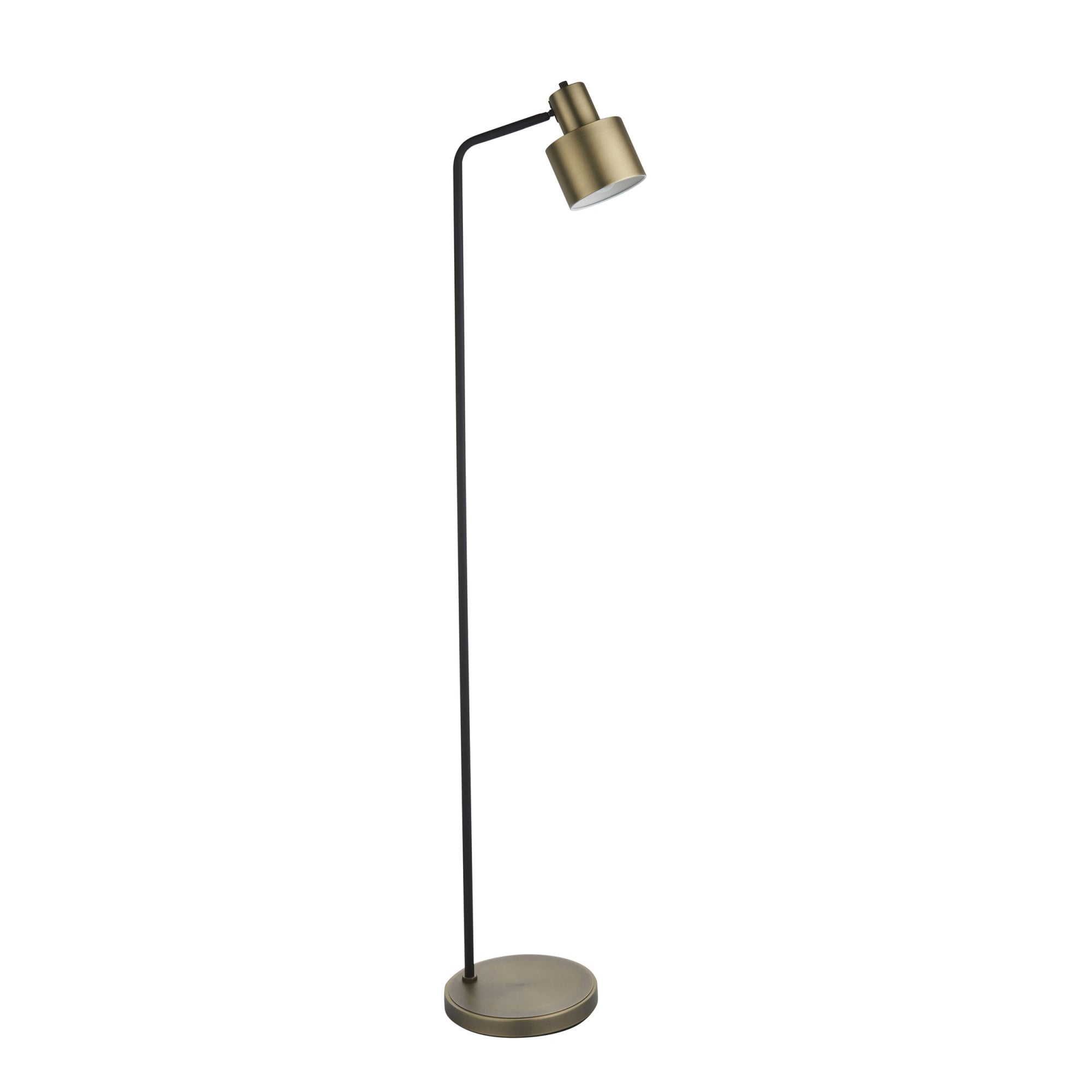 Endon Mayfield Task Single Light Floor Lamp - Matt Antique Brass Plate & Matt Black