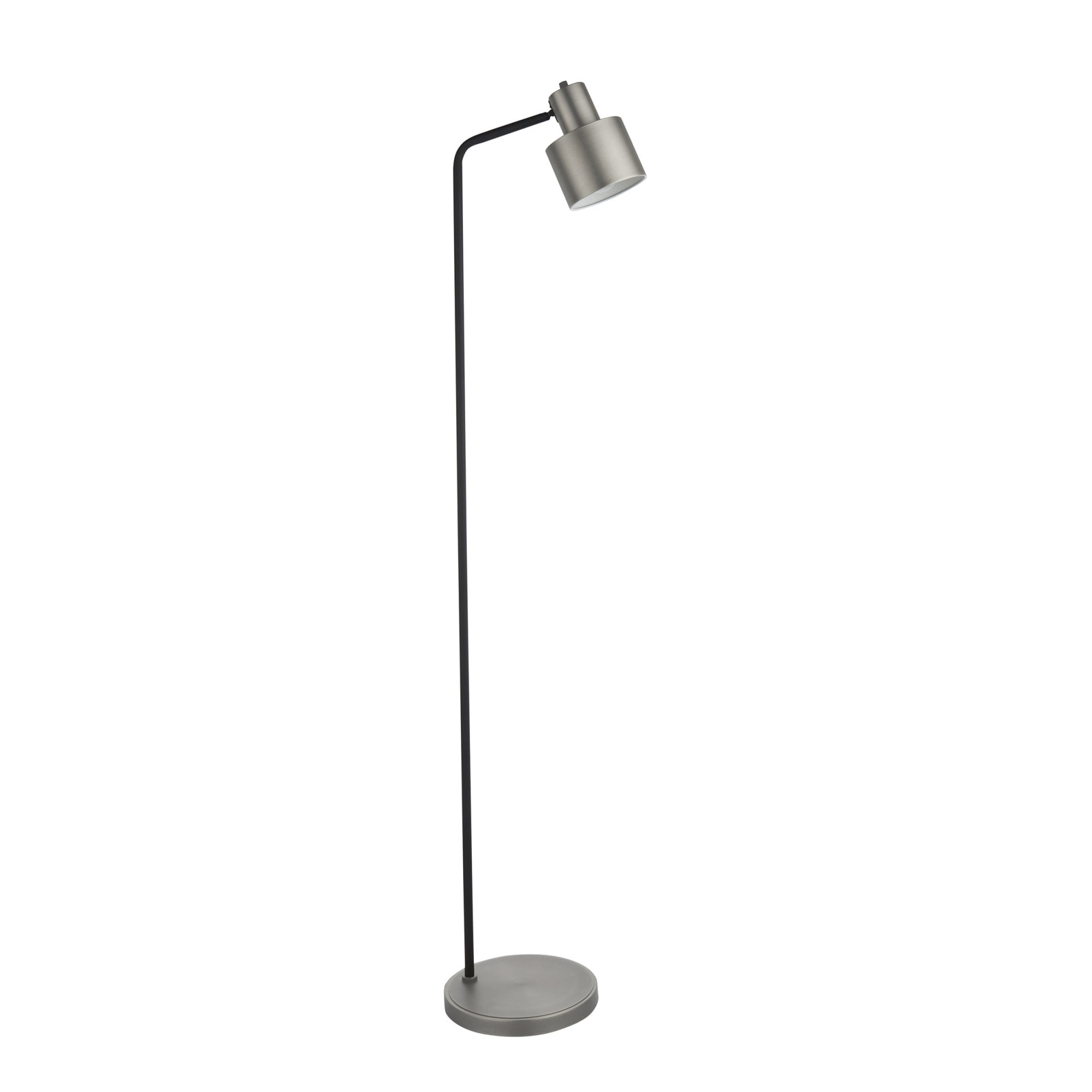 Endon Mayfield Task Single Light Floor Lamp - Brushed Silver Plate Finish & Matt Black