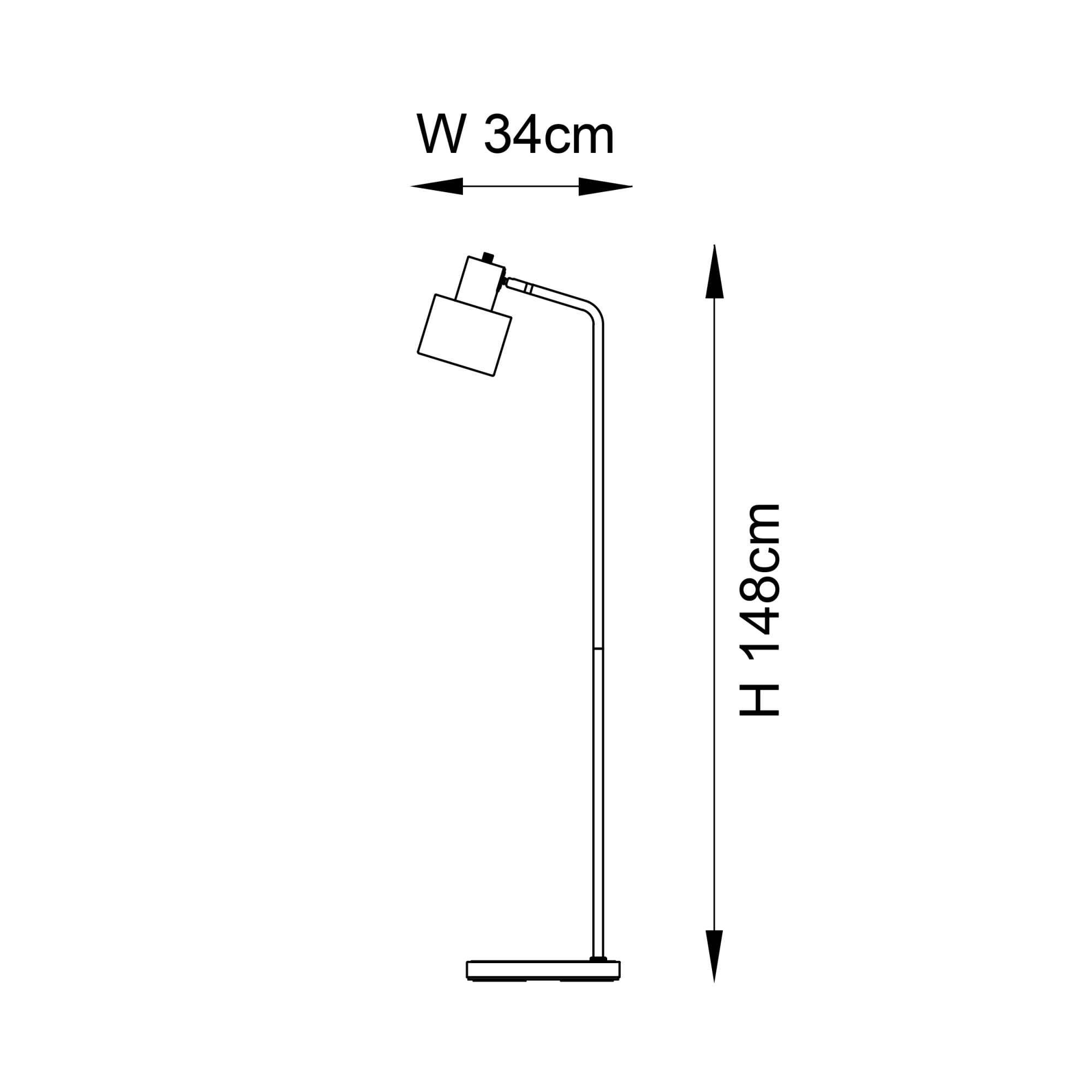 Endon Mayfield Task Single Light Floor Lamp - Brushed Silver Plate Finish & Matt Black