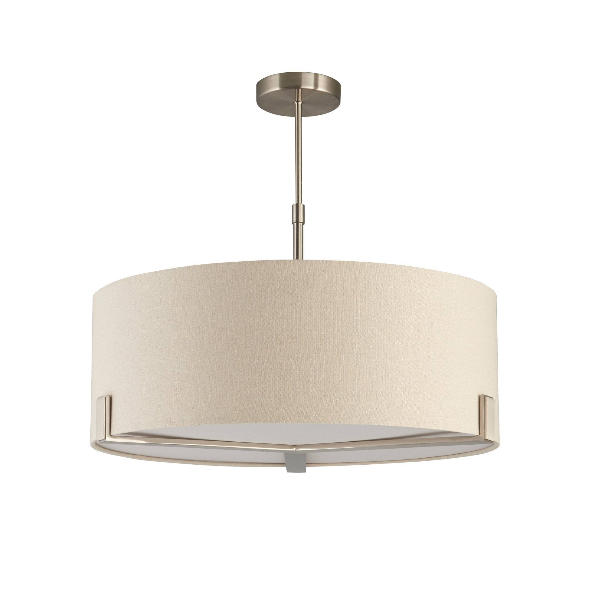 Endon Hayfield 3 Light Pendant - Satin Nickel Plate & Slate Grey & Silver Fabric