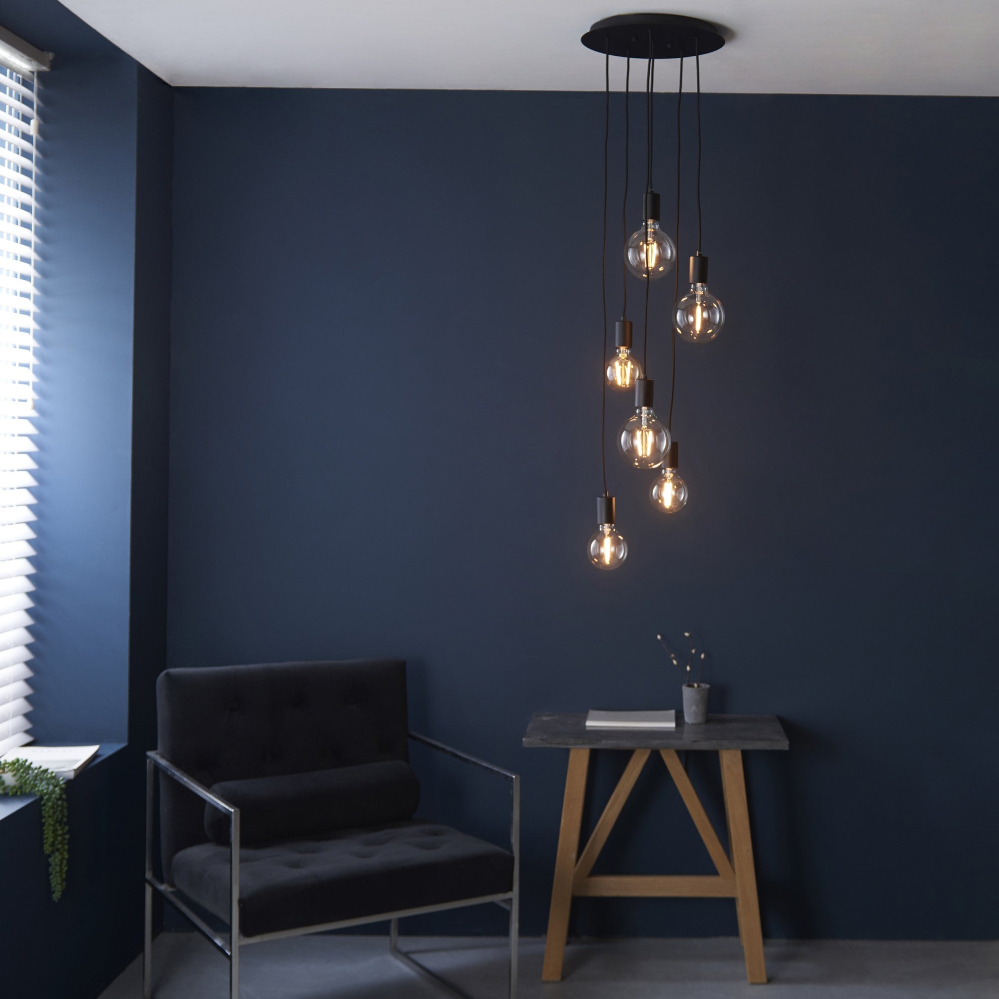 Endon Studio 6 Light Pendant  - Matt Black