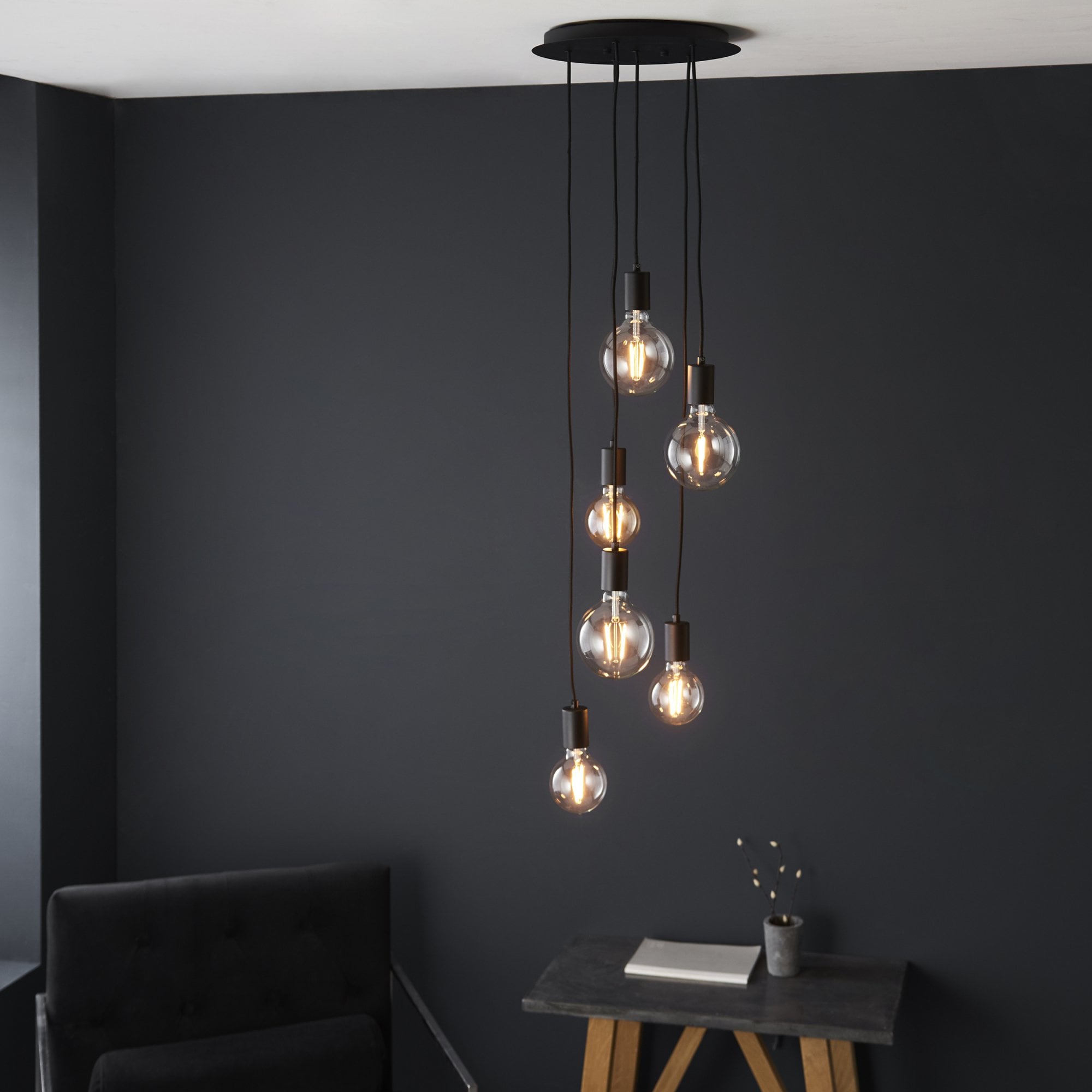 Endon Studio 6 Light Pendant  - Matt Black