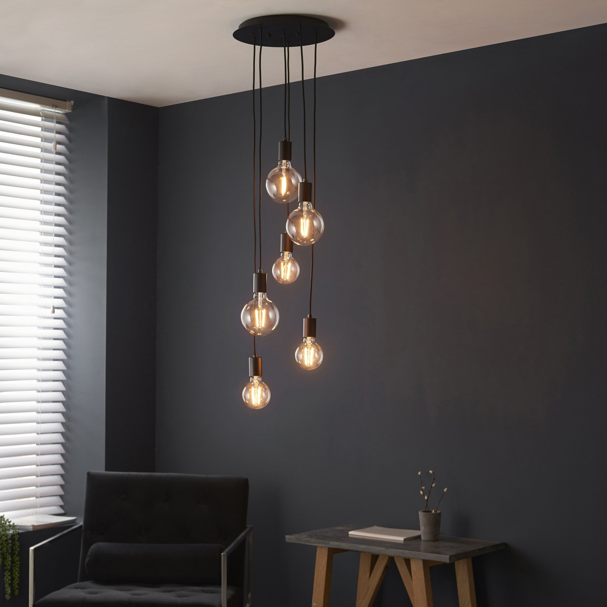 Endon Studio 6 Light Pendant  - Matt Black