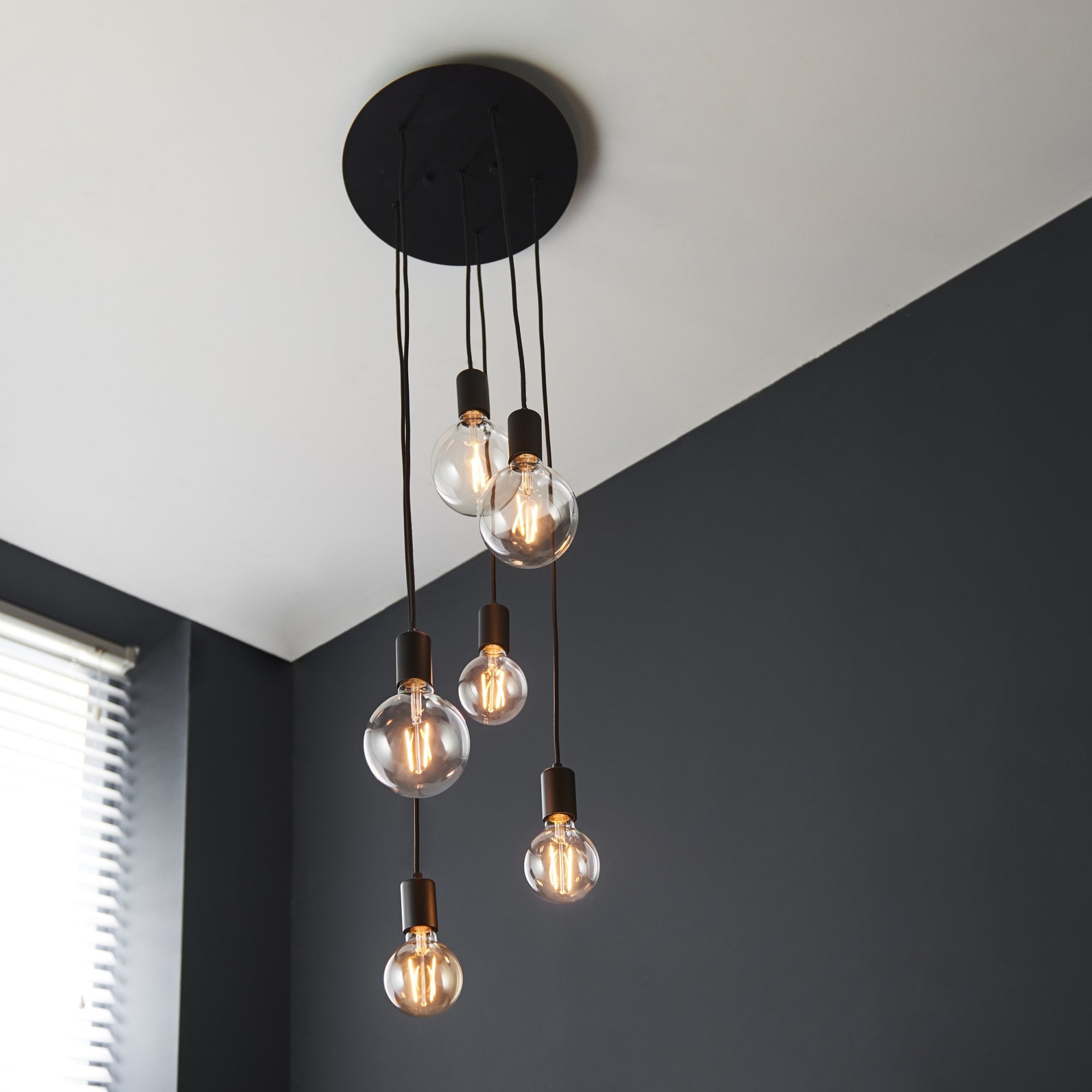 Endon Studio 6 Light Pendant  - Matt Black