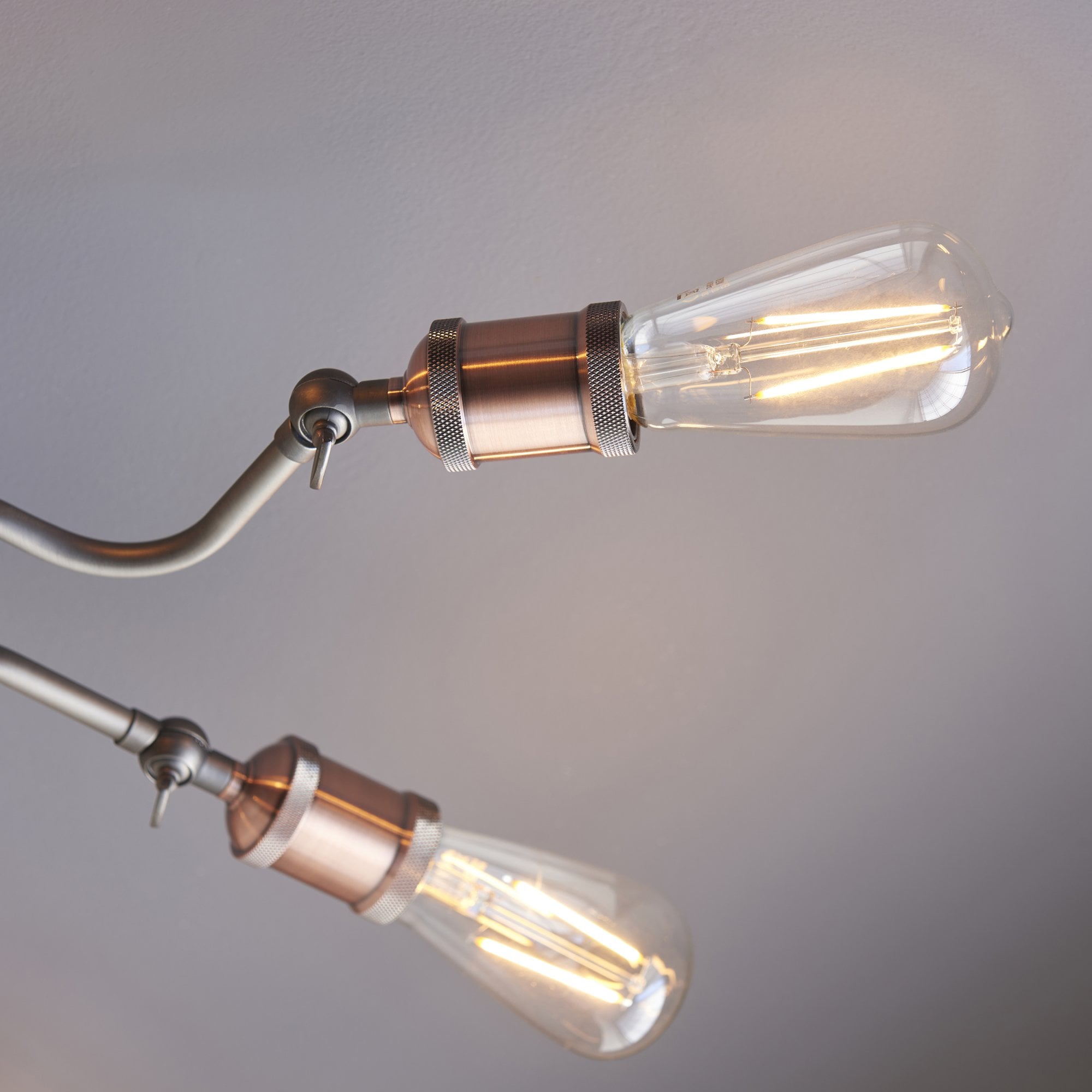 Endon Hal 8 Light Semi Flush Fitting - Aged Copper & Aged Pewter Plate