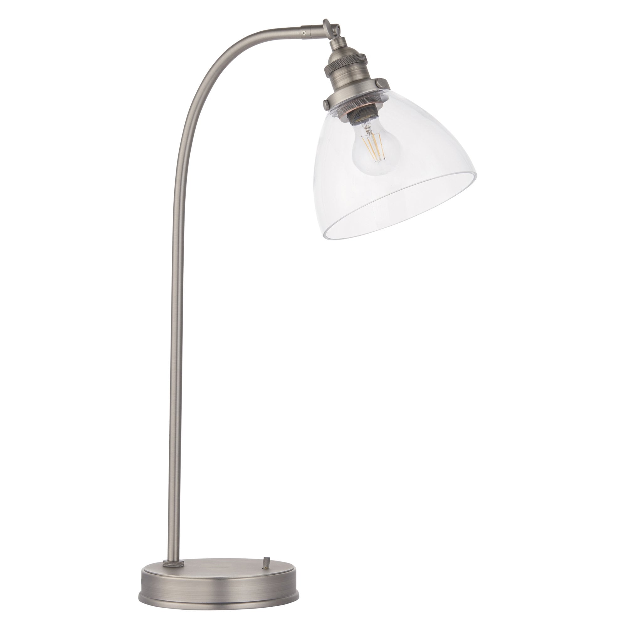 Endon Hansen Single Light Table Lamp - Brushed Silver Paint & Clear Glass