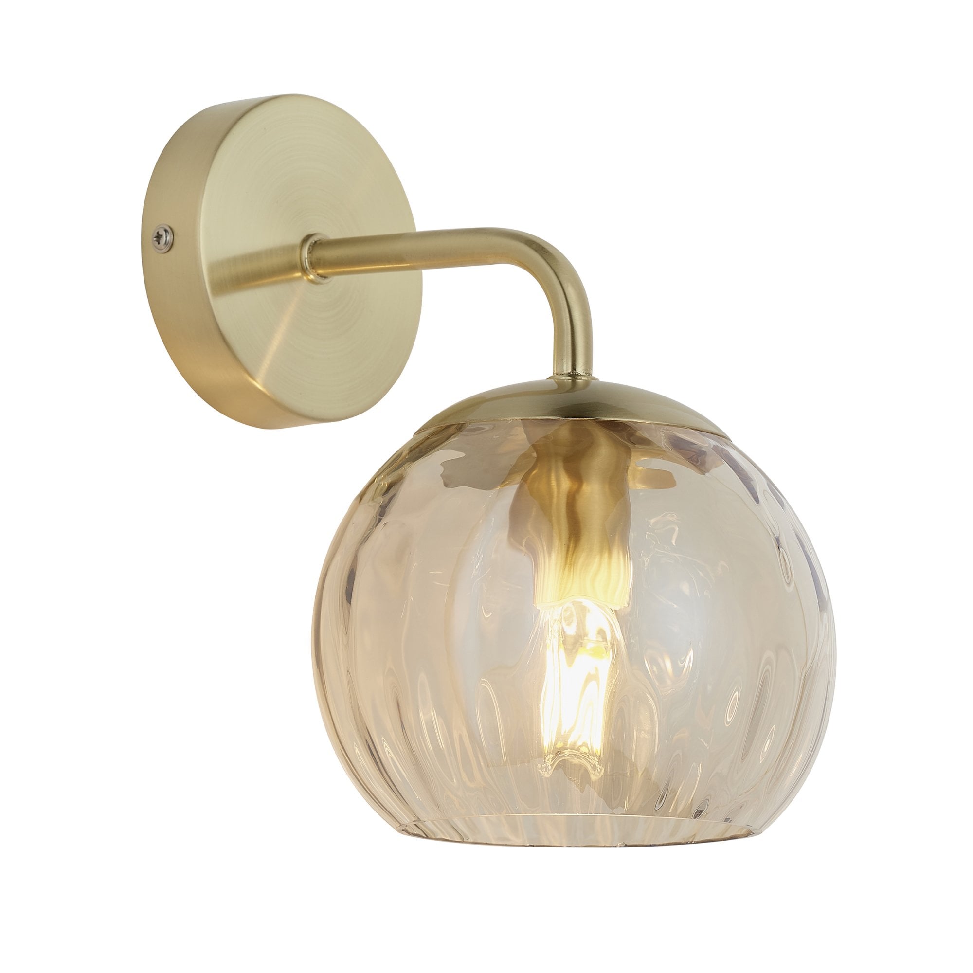 Endon Dimple Single Light Wall Light - Satin Brass Plate & Champagne Lustre Glass