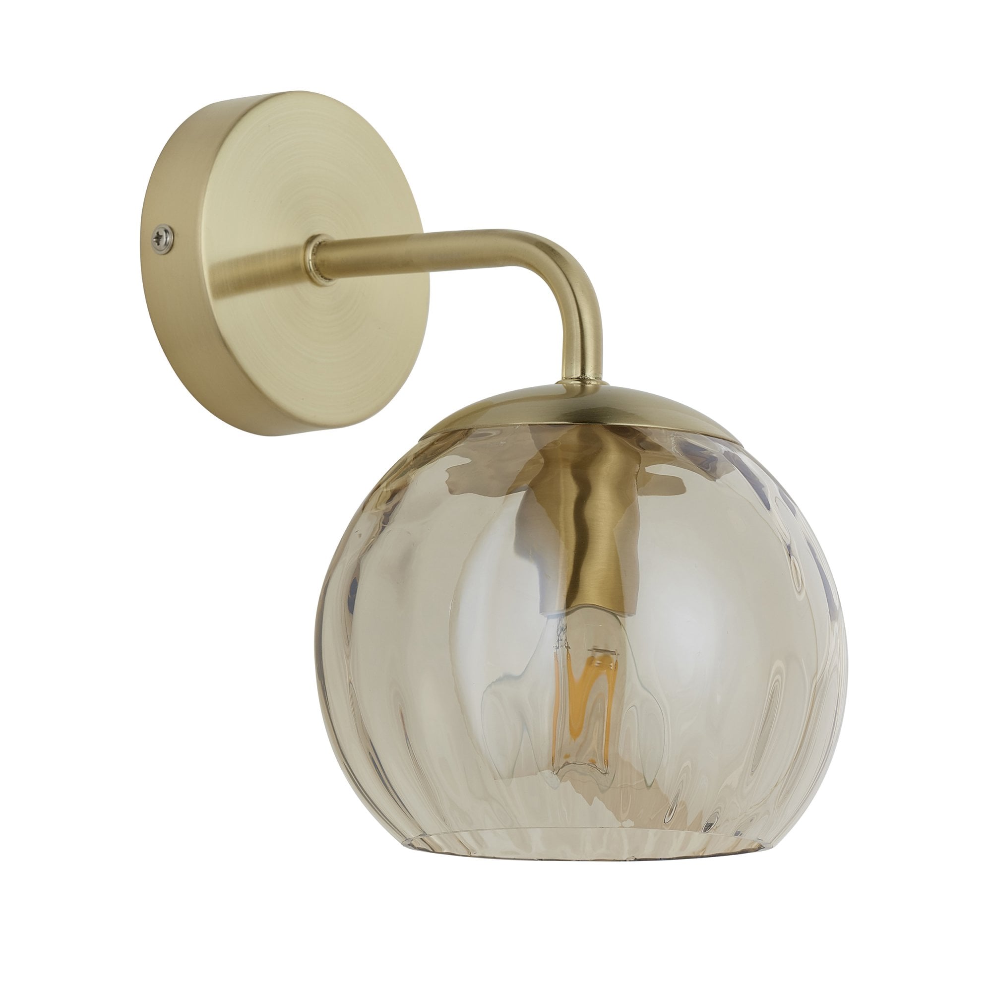 Endon Dimple Single Light Wall Light - Satin Brass Plate & Champagne Lustre Glass
