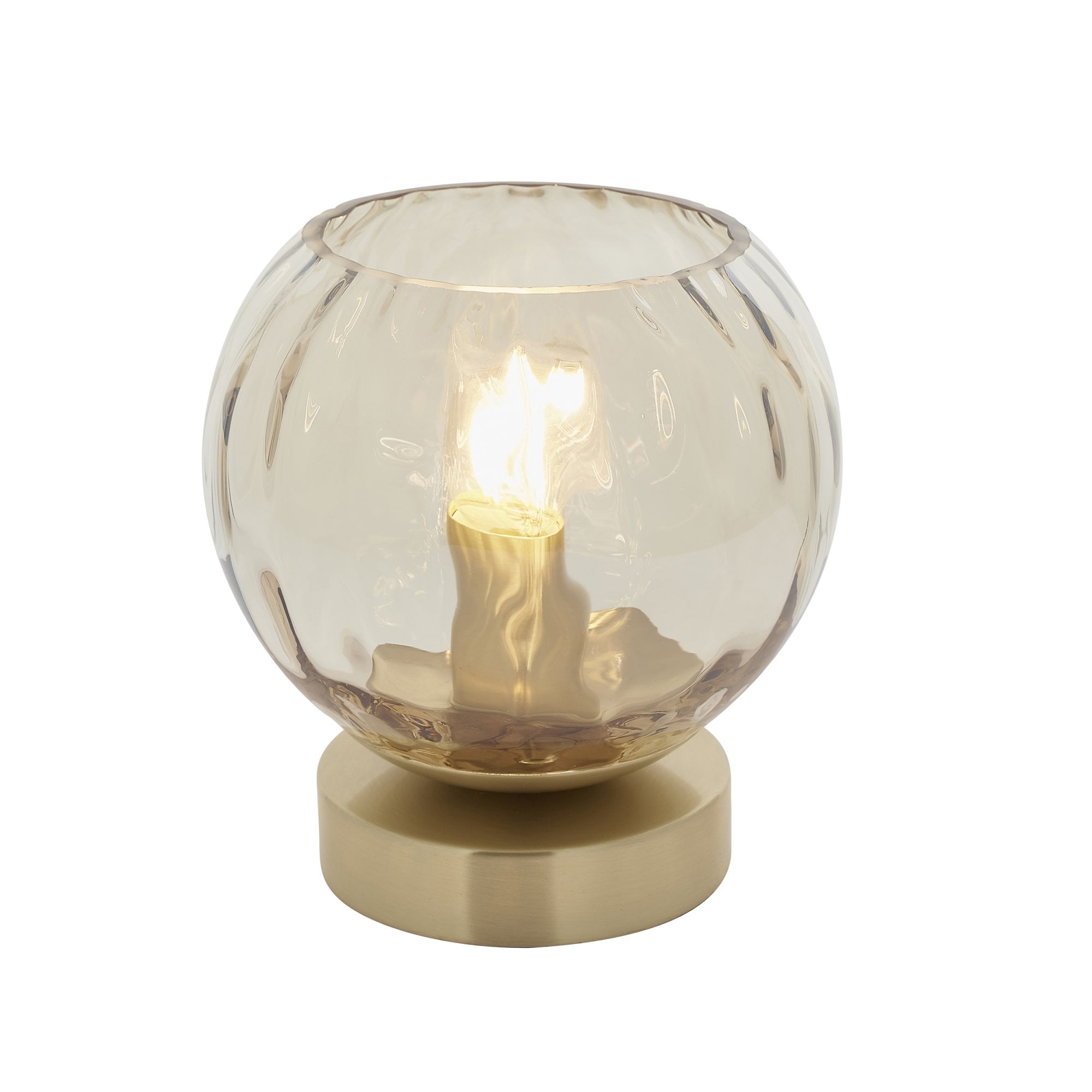 Endon Dimple Single Light Table Lamp - Satin Brass Plate & Champagne Lustre Glass
