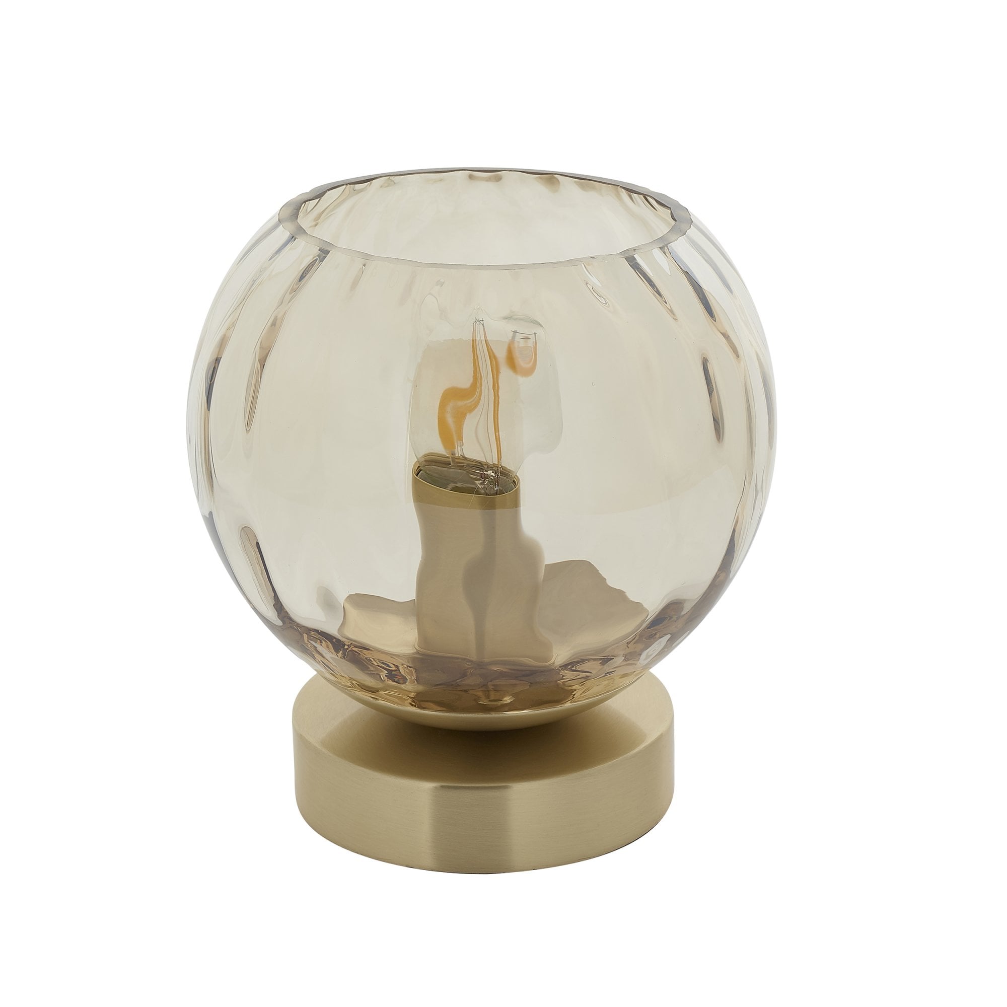 Endon Dimple Single Light Table Lamp - Satin Brass Plate & Champagne Lustre Glass