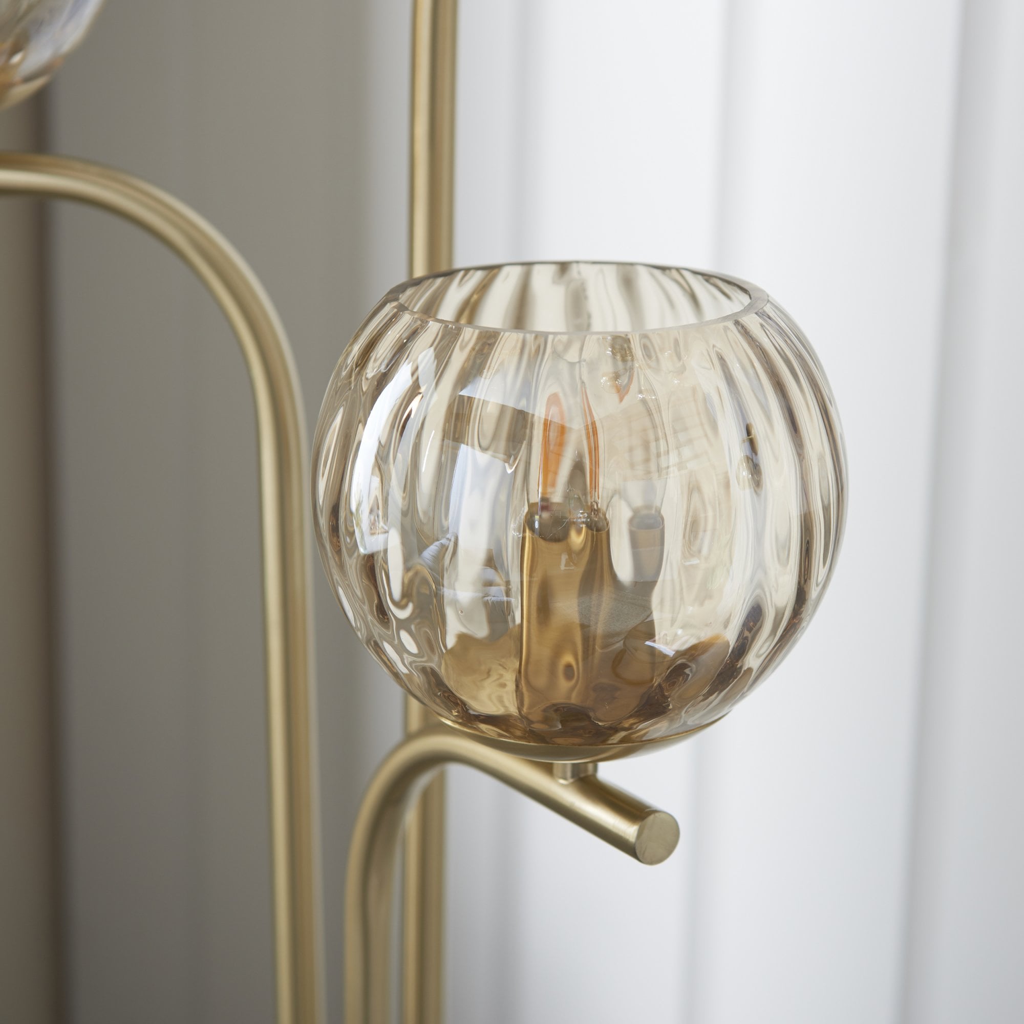 Endon Dimple 3 Light Floor Lamp - Satin Brass Plate & Champagne Lustre Glass