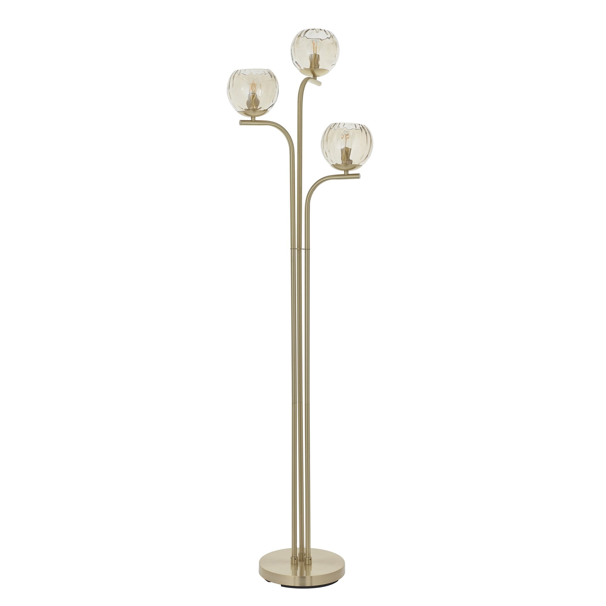 Endon Dimple 3 Light Floor Lamp - Satin Brass Plate & Champagne Lustre Glass