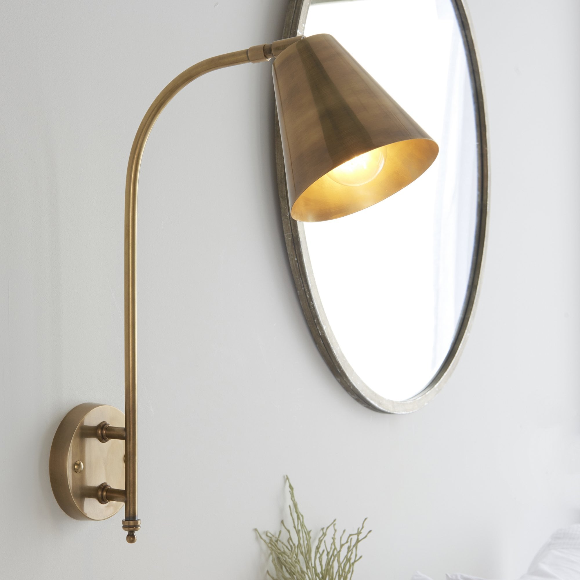 Endon Radha Single Light Wall Light - Antique Solid Brass