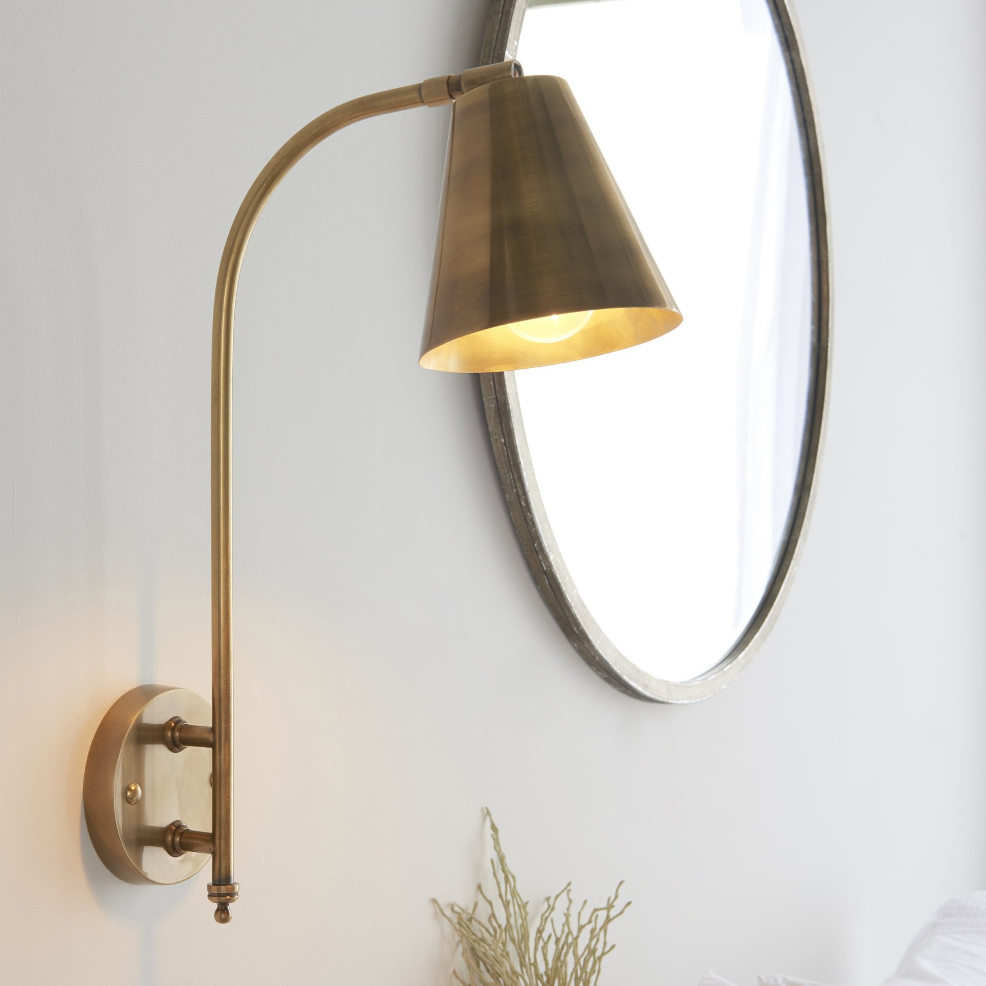 Endon Radha Single Light Wall Light - Antique Solid Brass