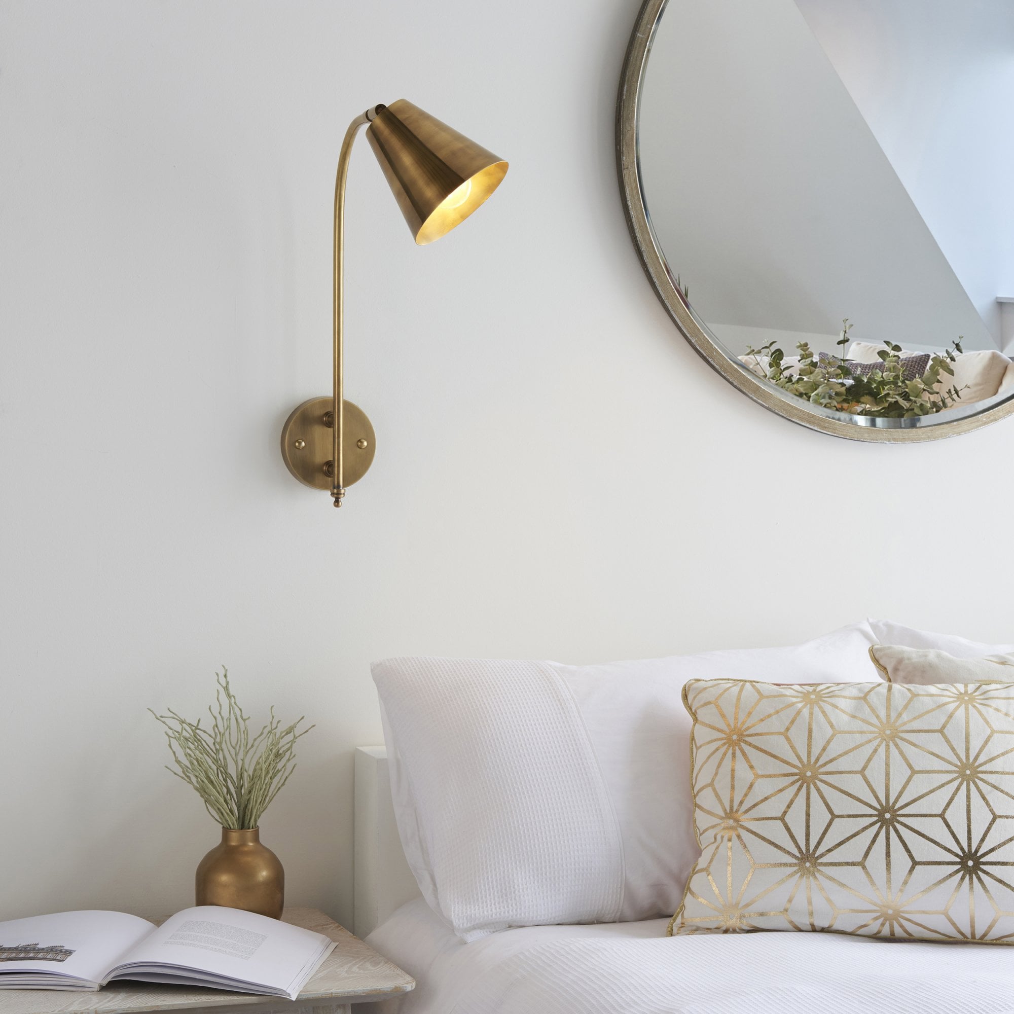 Endon Radha Single Light Wall Light - Antique Solid Brass