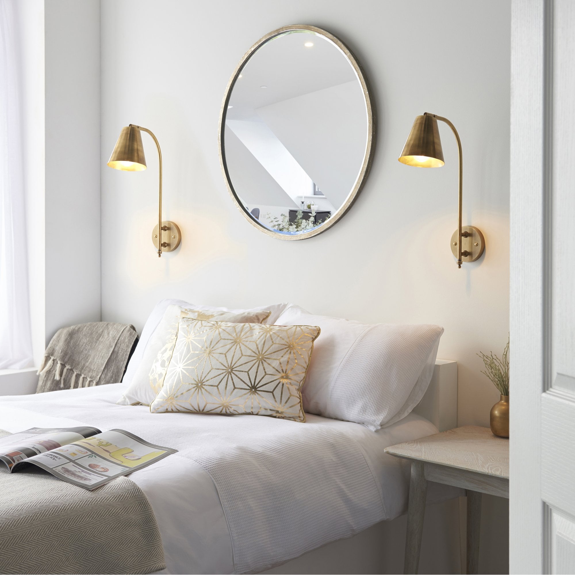 Endon Radha Single Light Wall Light - Antique Solid Brass