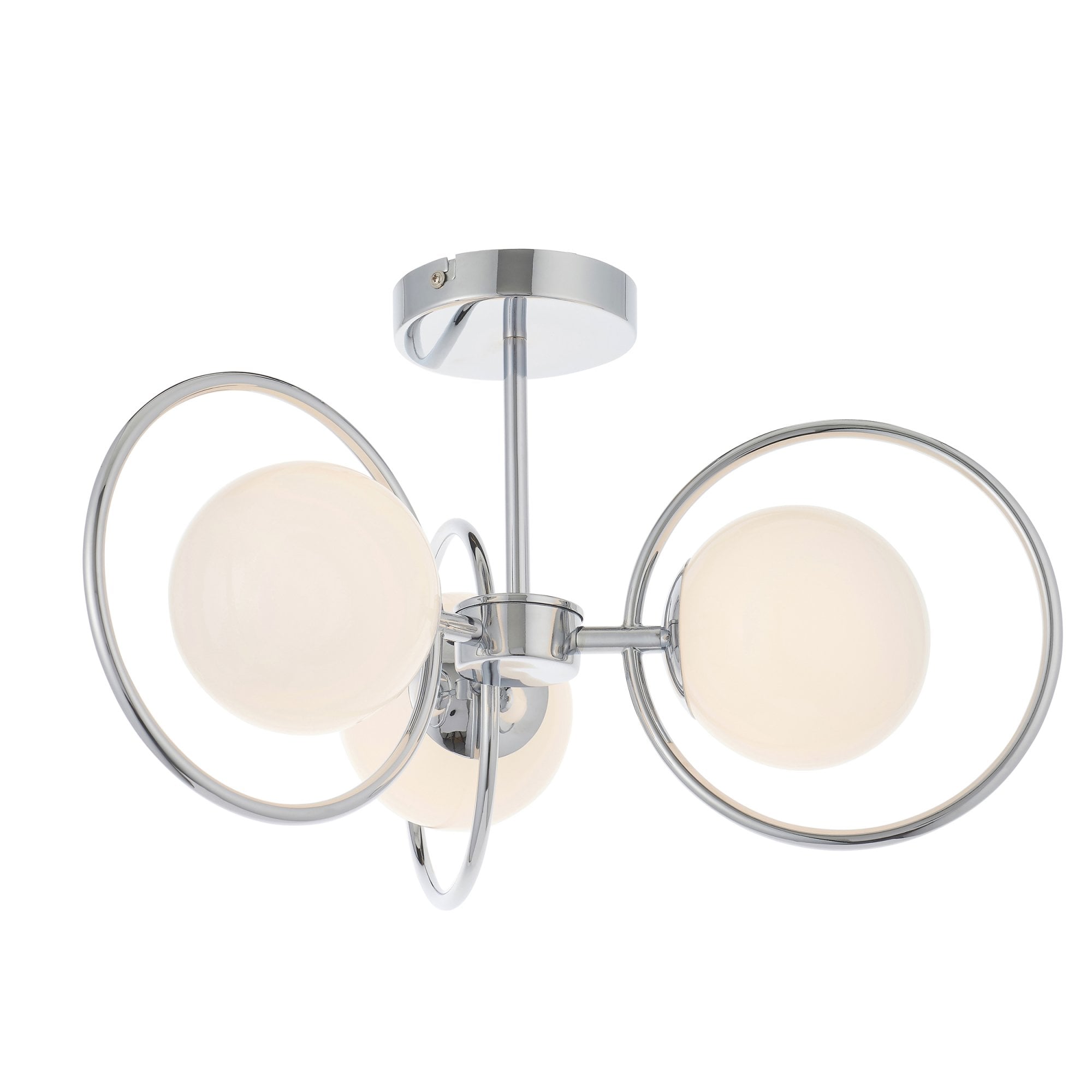Endon Orb 3 Light Semi Flush Fitting  - Chrome Plate & Opal Glass