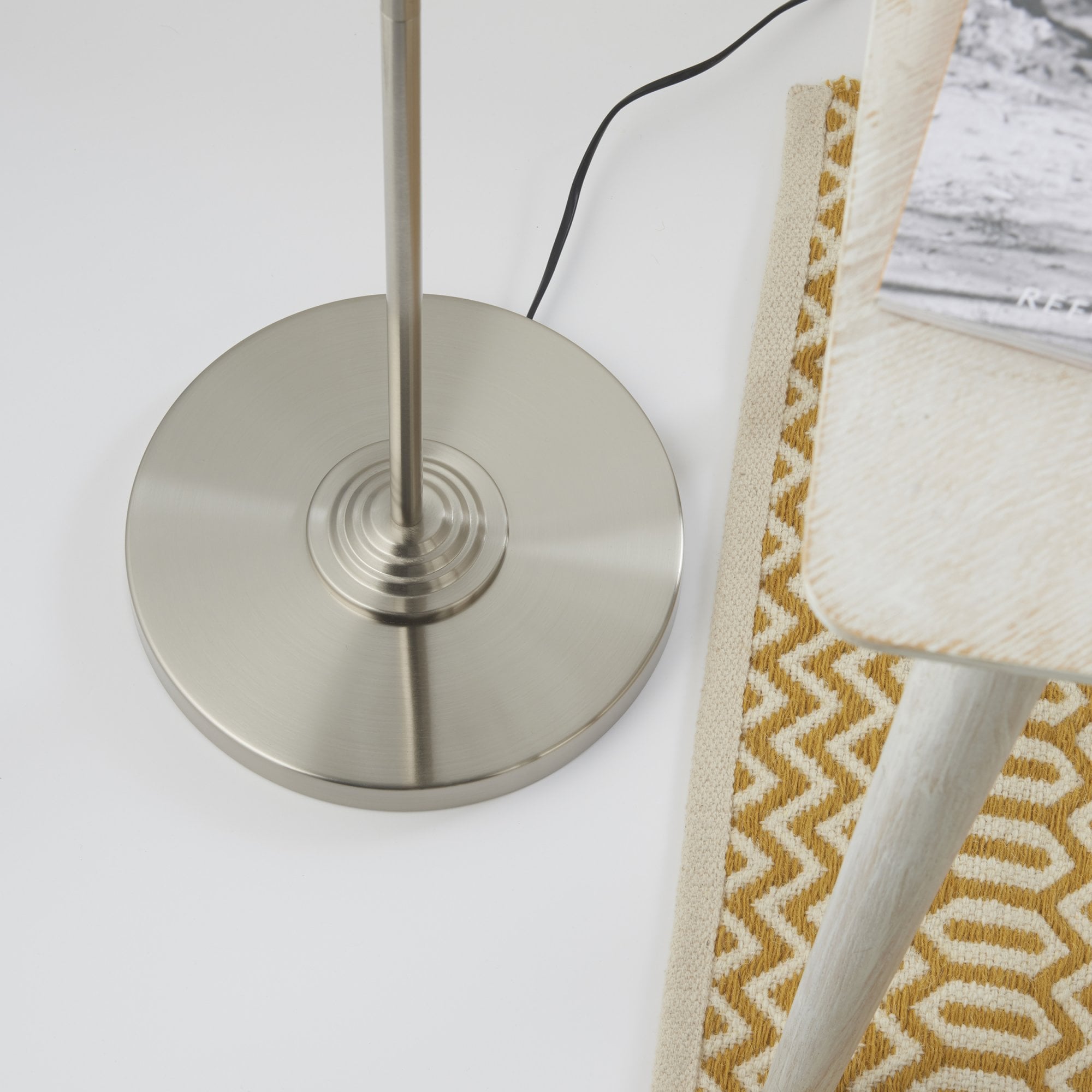 Endon Highclere 3 Light Floor Lamp - Brushed Chrome Plate & Neutral Linen