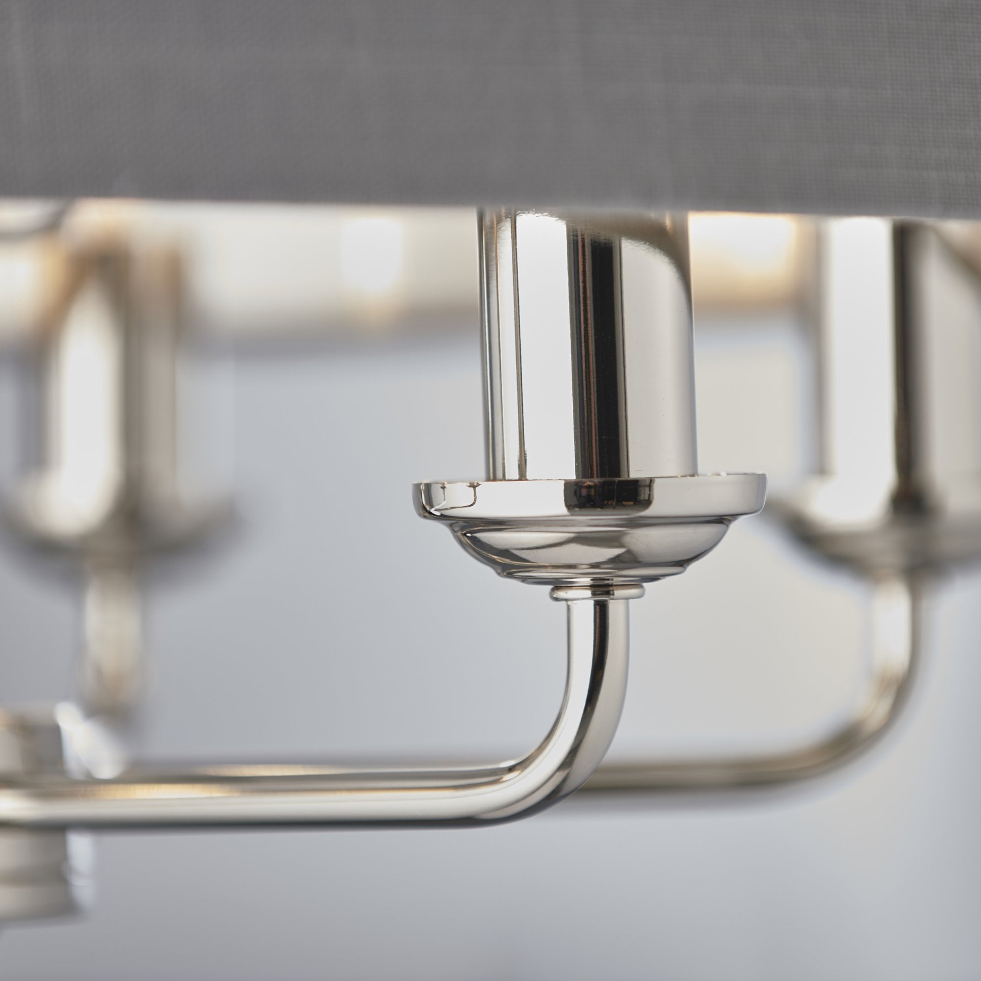 Endon Highclere 6 Light Pendant - Bright Nickel Plate & Charcoal Fabric