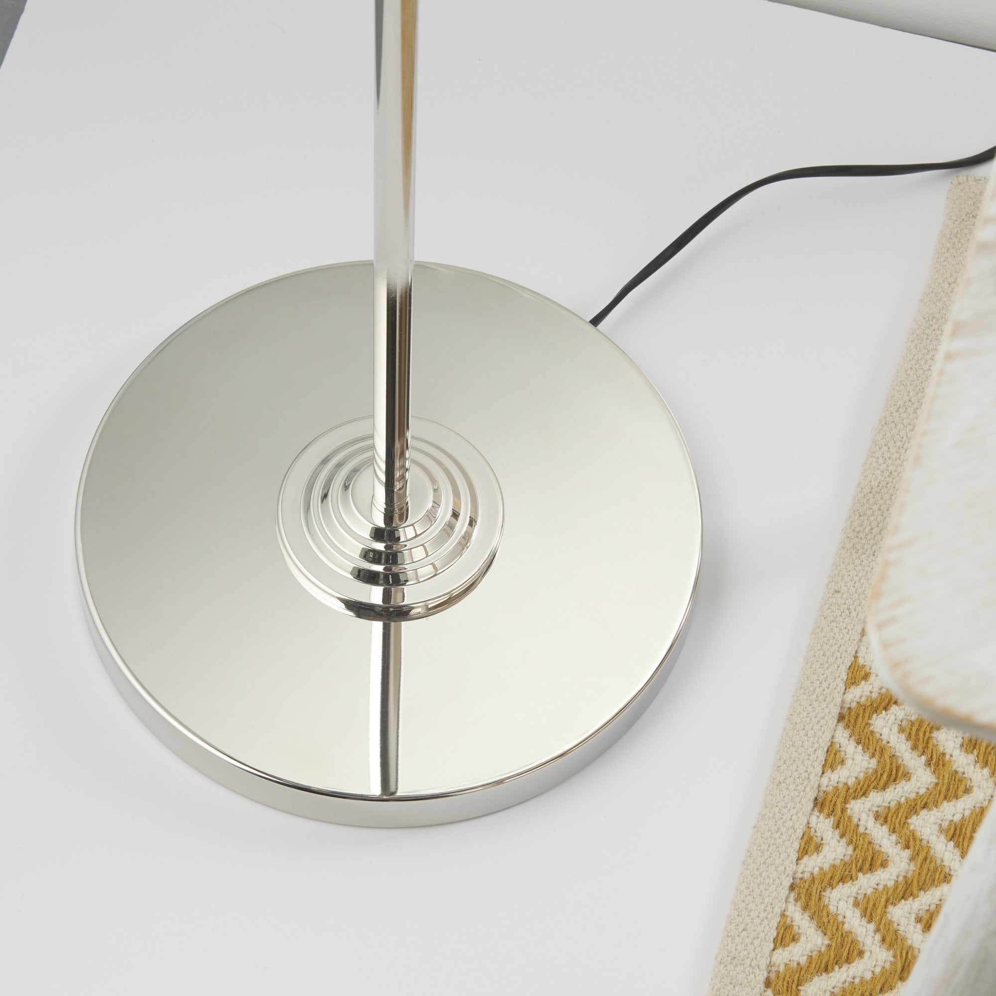 Endon Highclere 3 Light Floor Lamp - Bright Nickel Plate & Charcoal Fabric