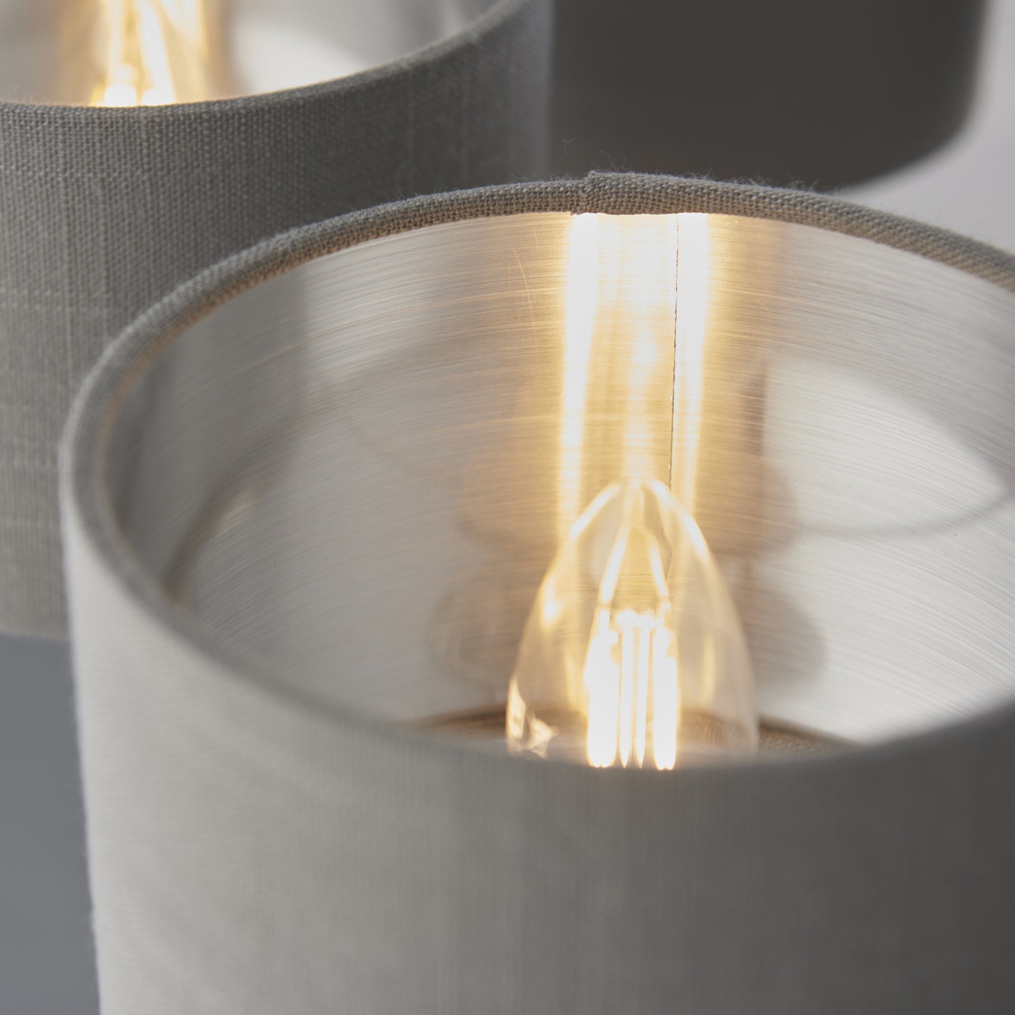 Endon Highclere 6 Light Arm Pendant - Bright Nickel Plate & Charcoal Fabric