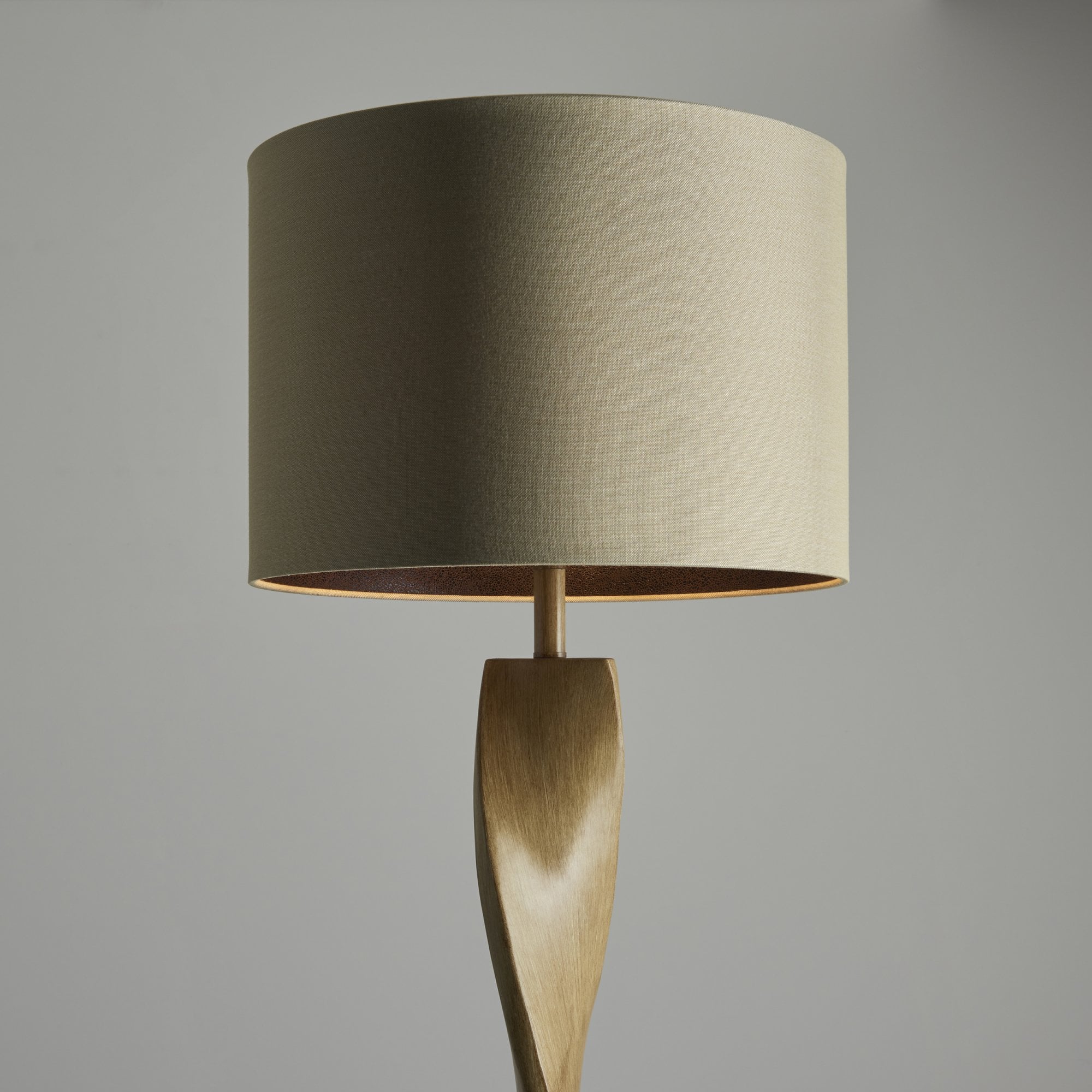 Endon Abia Single Light Floor Lamp - Oak Effect Resin & Neutral Linen
