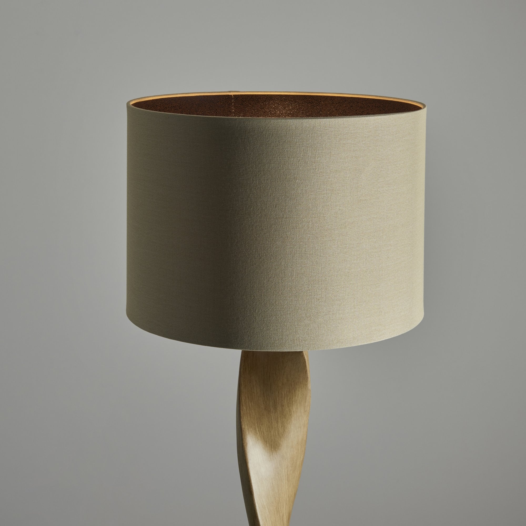 Endon Abia Single Light Floor Lamp - Oak Effect Resin & Neutral Linen