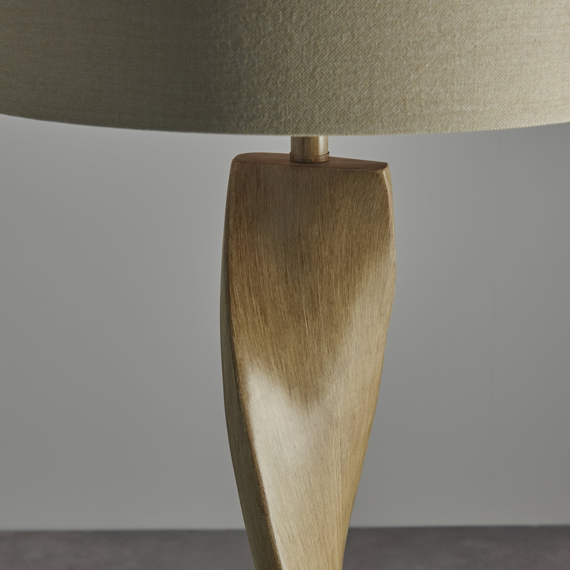 Endon Abia Single Light Floor Lamp - Oak Effect Resin & Neutral Linen