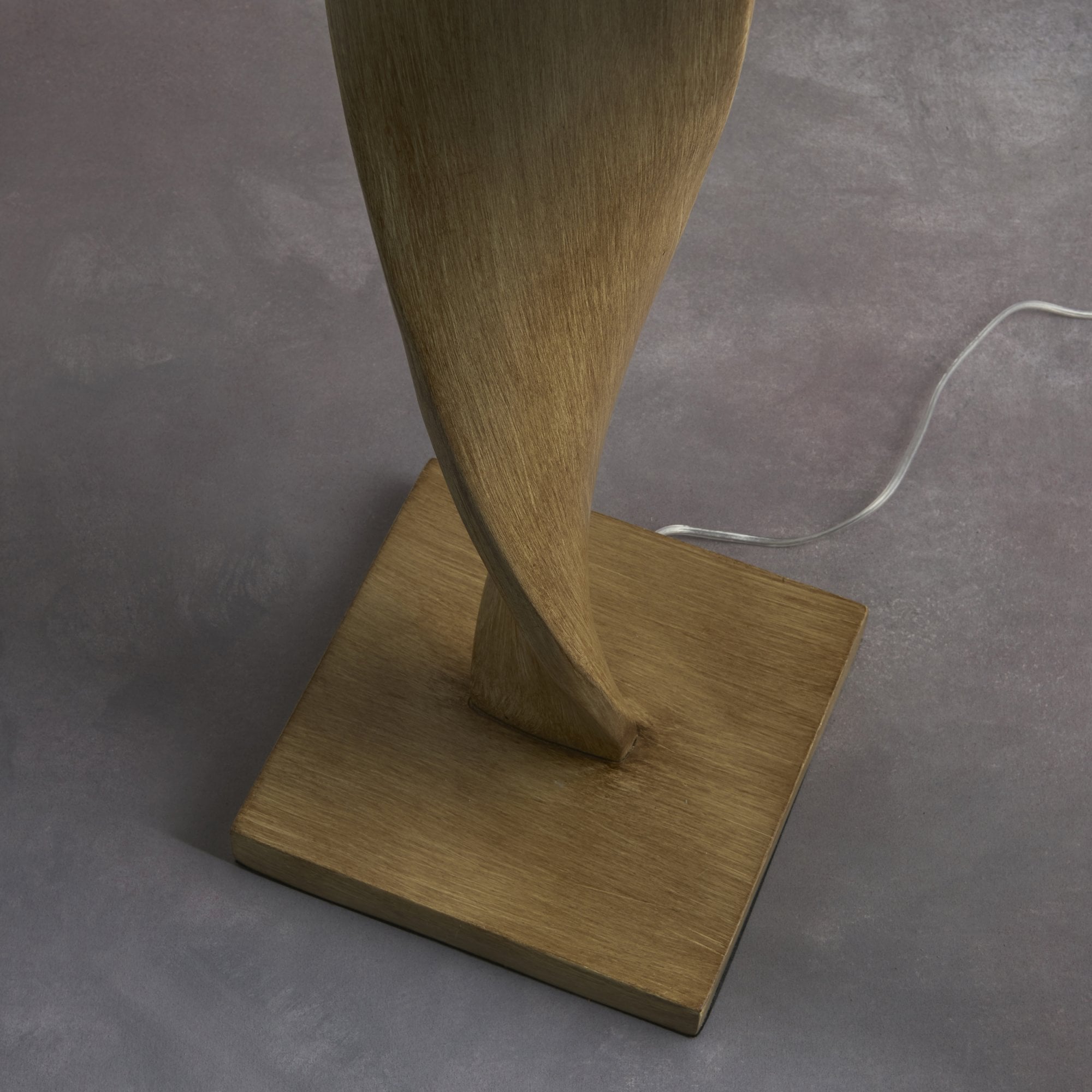 Endon Abia Single Light Floor Lamp - Oak Effect Resin & Neutral Linen