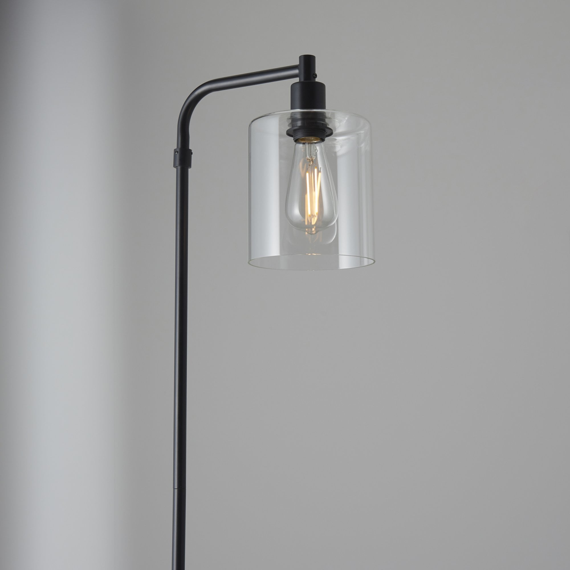 Endon Toledo Single Light Floor Lamp  - Matt Black & Clear Glass