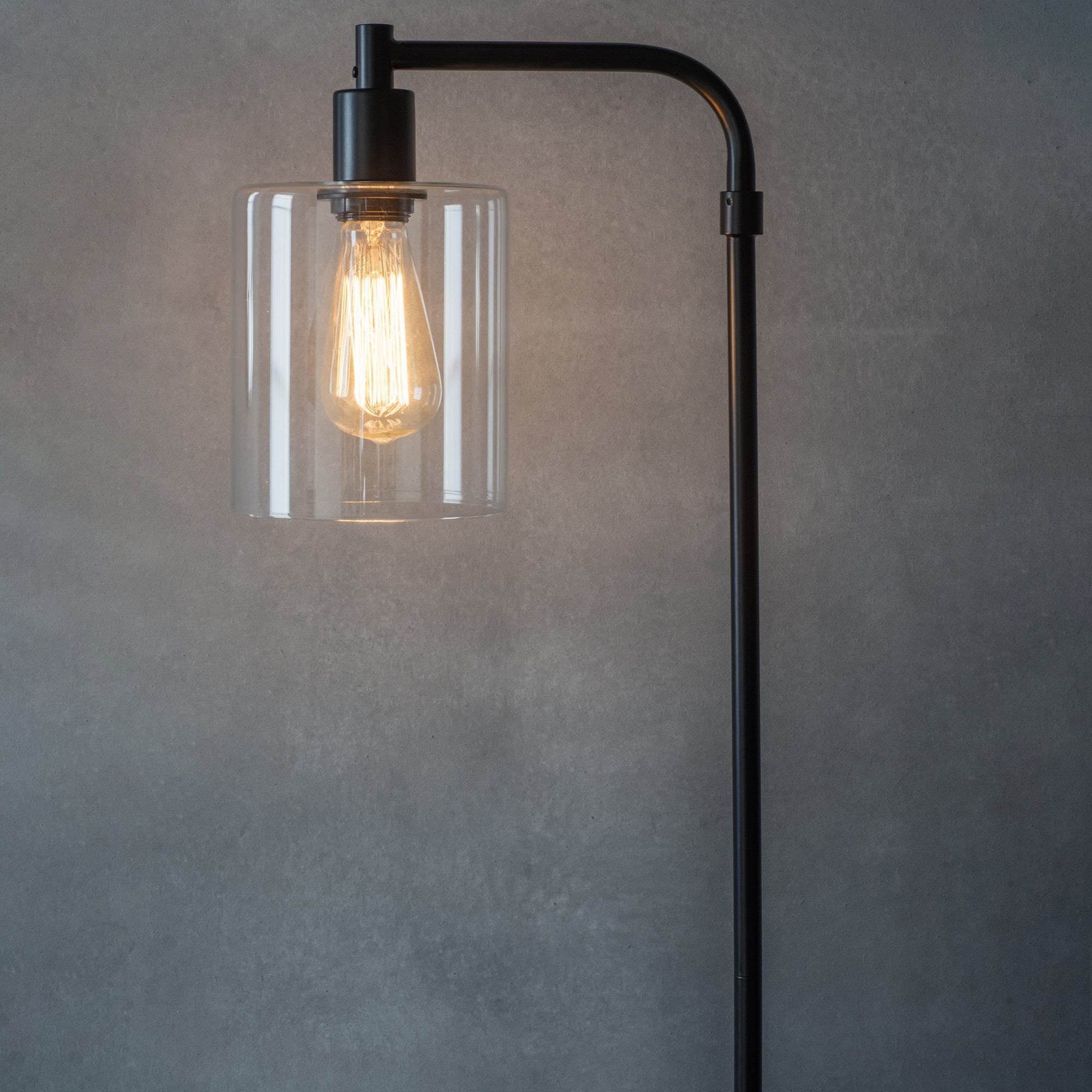 Endon Toledo Single Light Floor Lamp  - Matt Black & Clear Glass