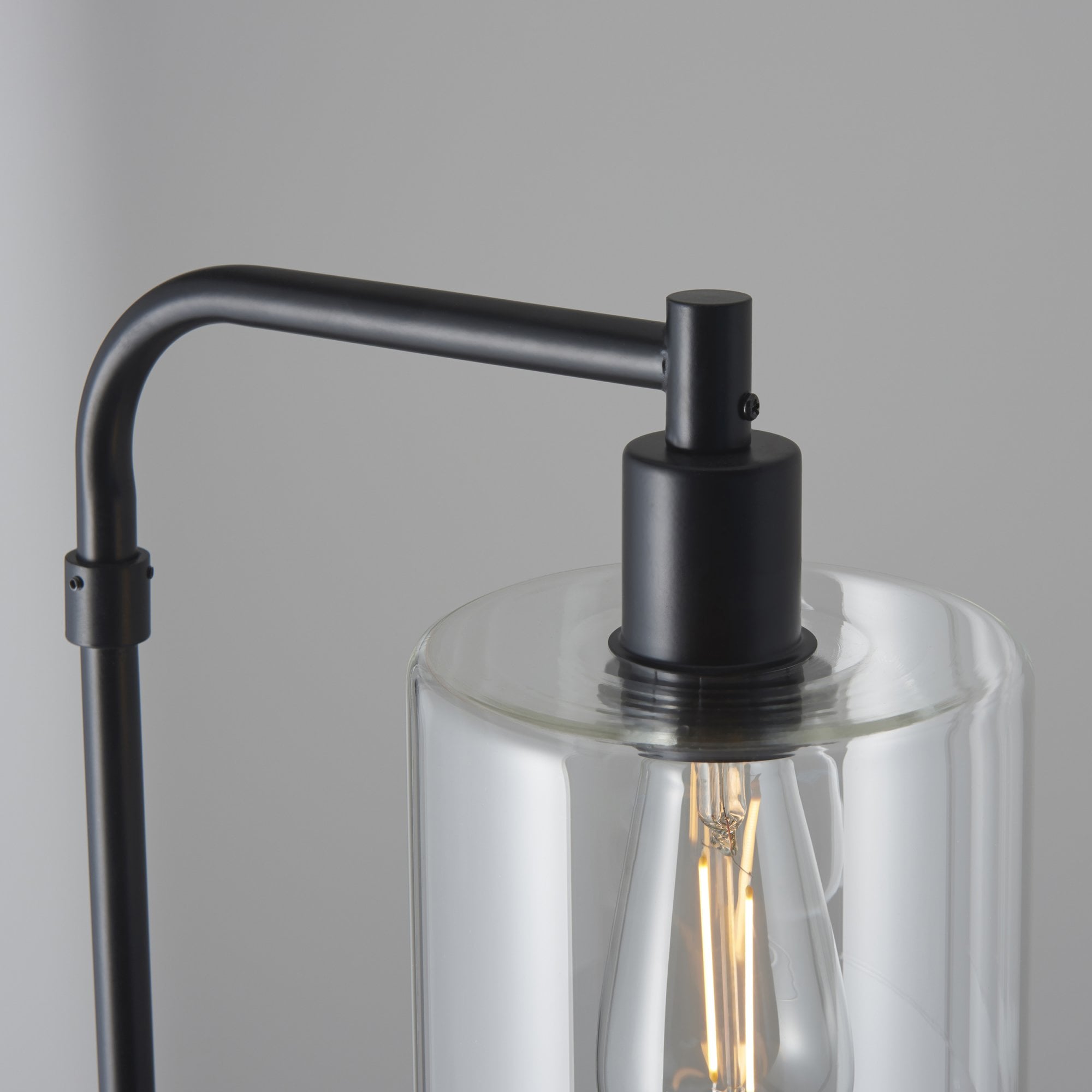 Endon Toledo Single Light Floor Lamp  - Matt Black & Clear Glass