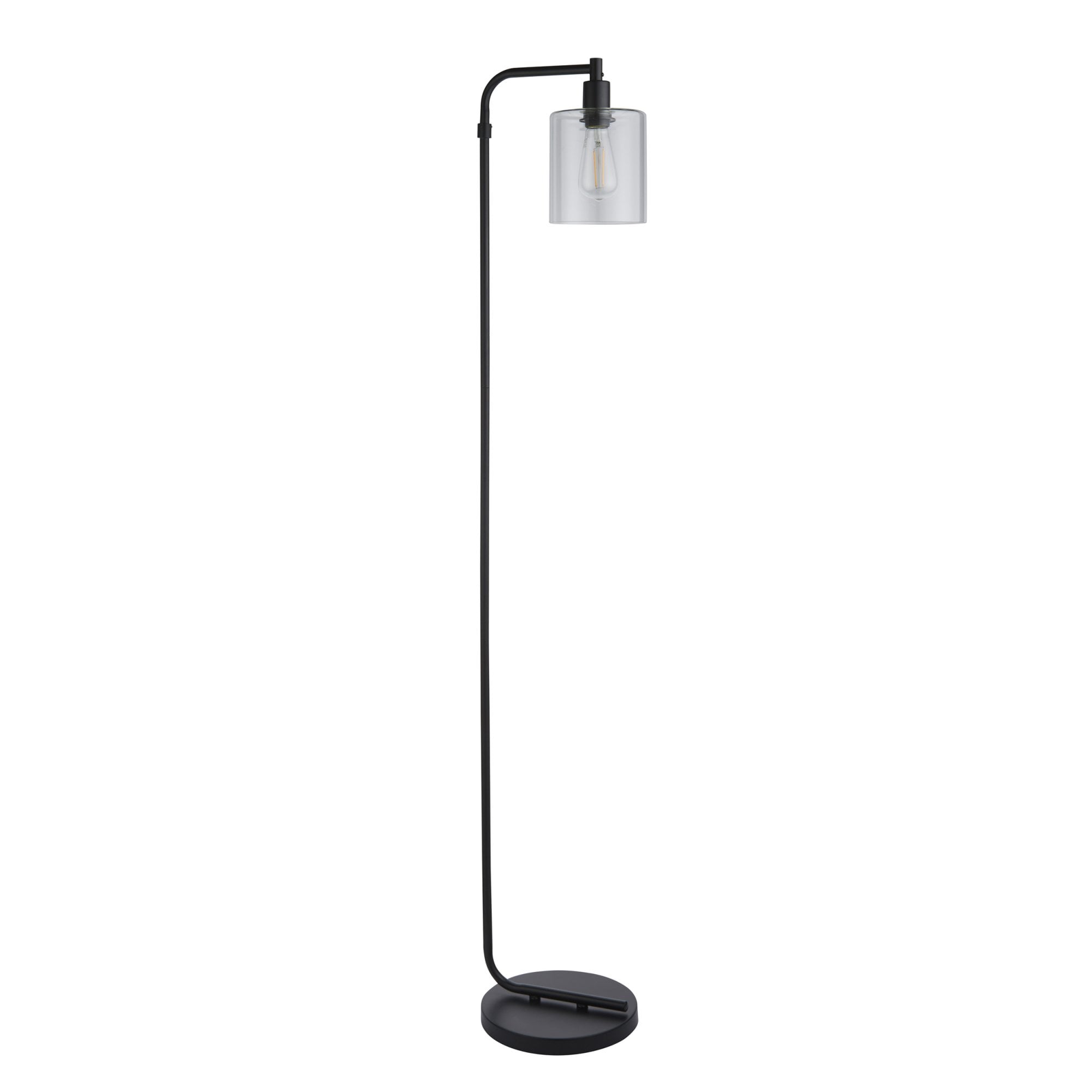 Endon Toledo Single Light Floor Lamp  - Matt Black & Clear Glass